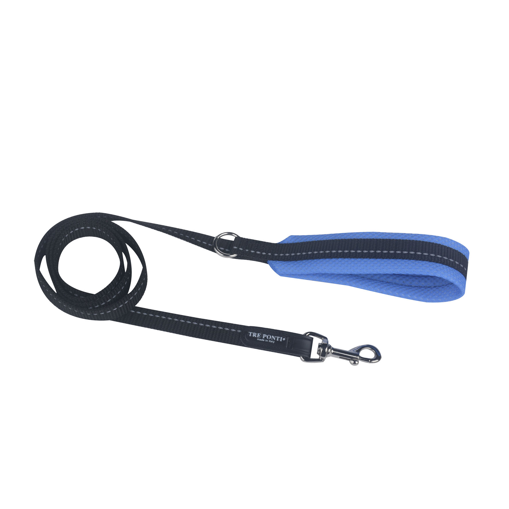 Tre-Ponti Leine Fluo Schwarz & Blau, 130cm