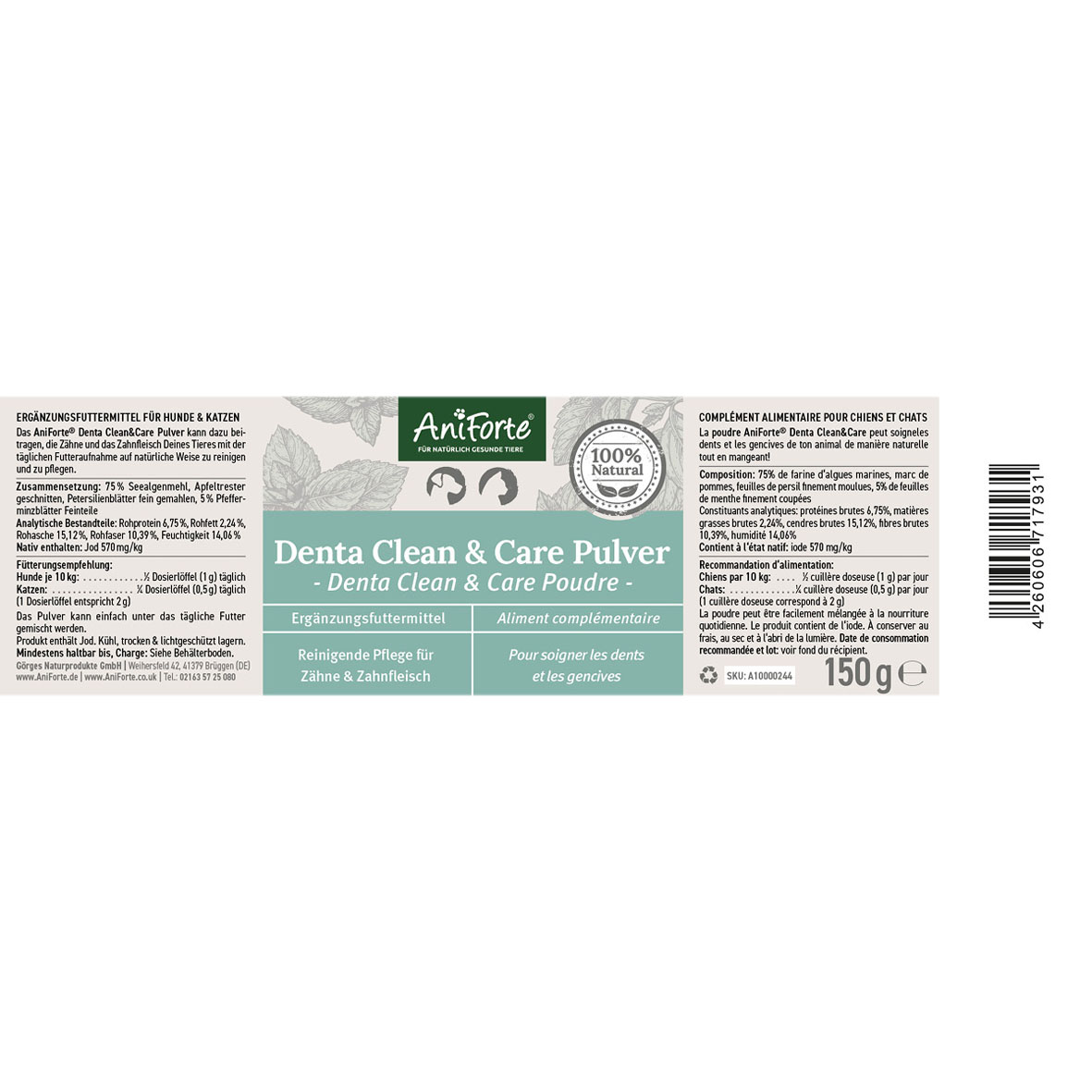 AniForte Denta Clean&Care Pulver 150g