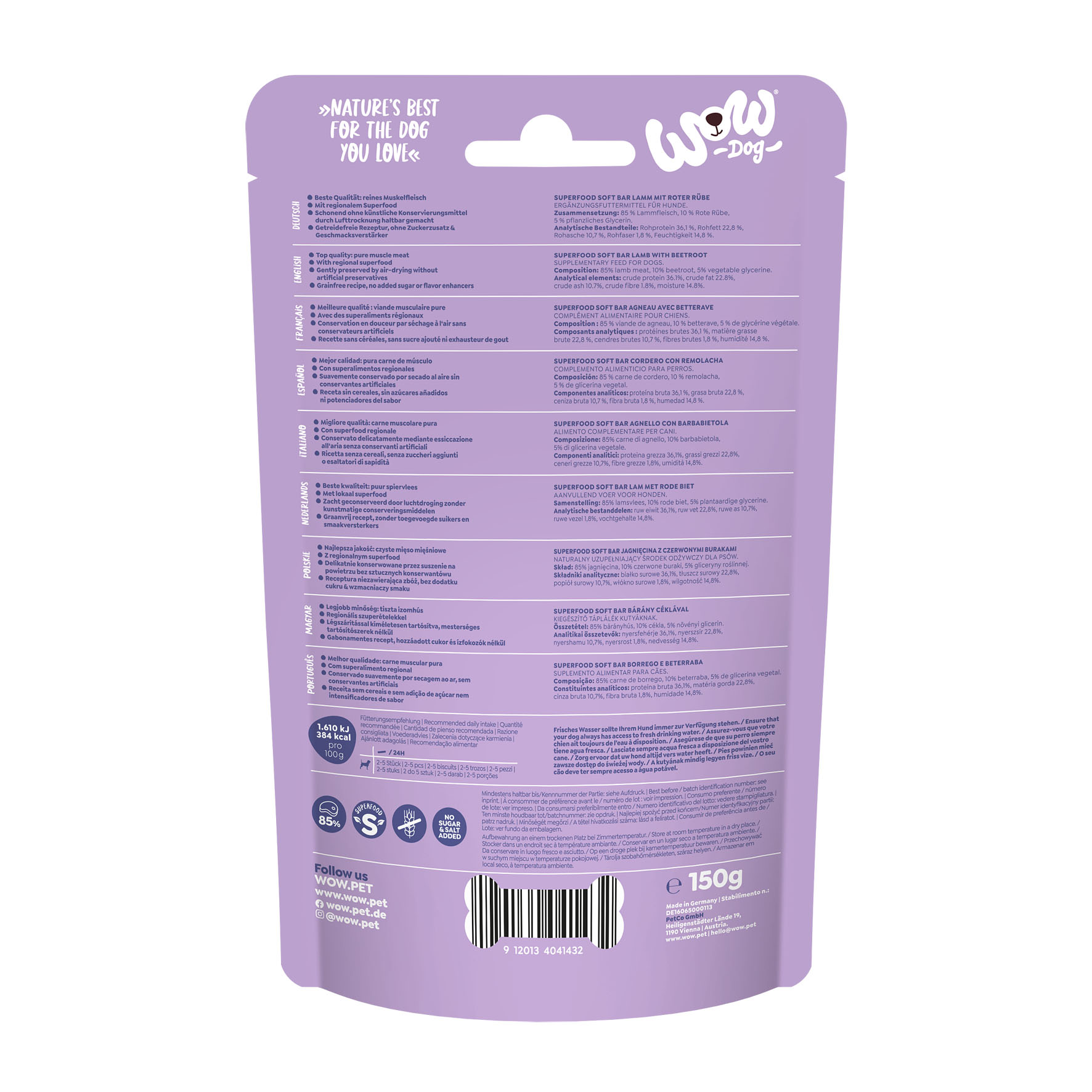 WOW Soft Bar agneau à la betterave, 150g