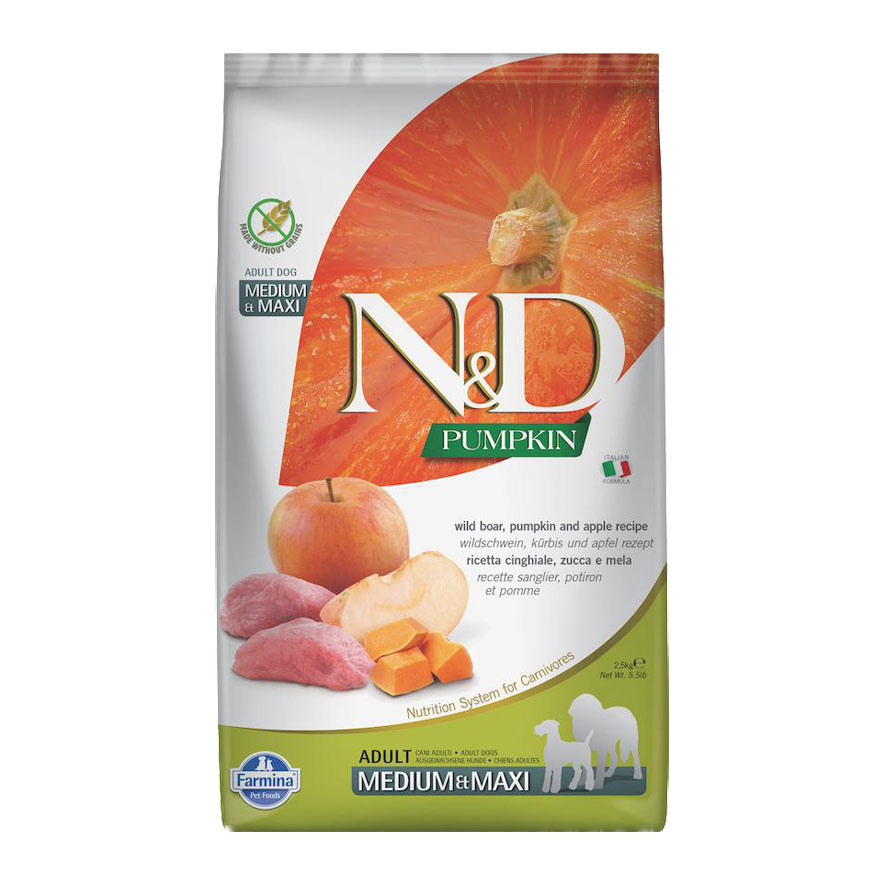 Foodwaste-Farmina N&D Pumpkin Adult Wildschwein&Kürbis&Apfel MED/MAX 2,5kg