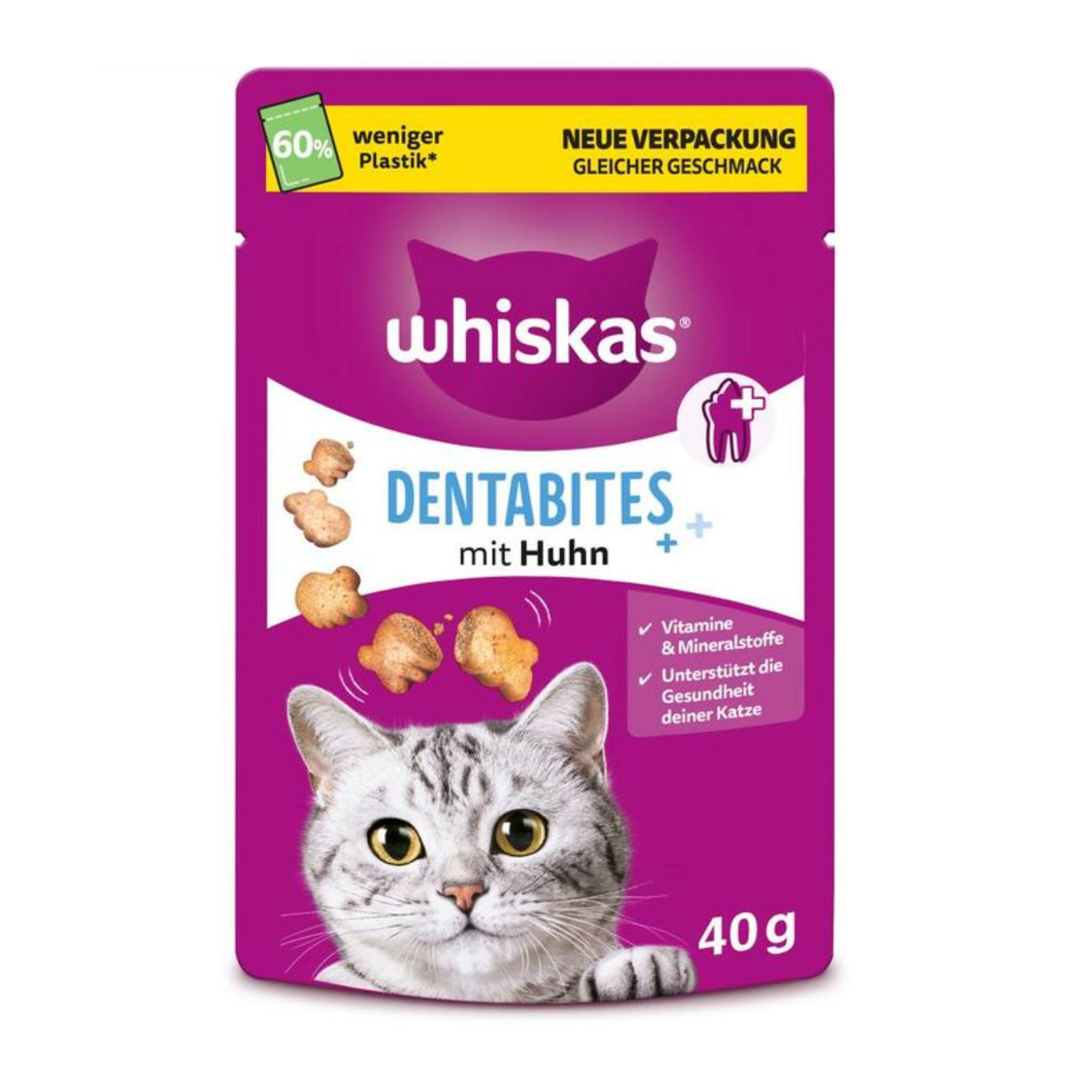 Whiskas Snacks Funktional Dentabites mit Huhn, 40g