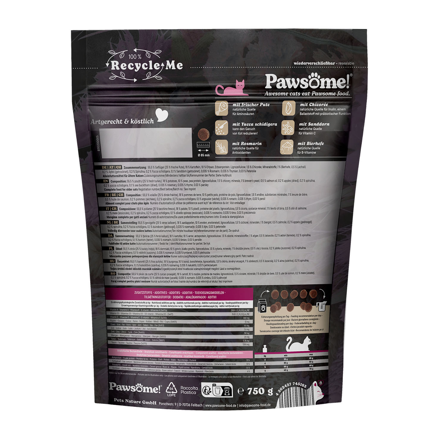 Pawsome! Fresh & Dry Senior Pute 750g