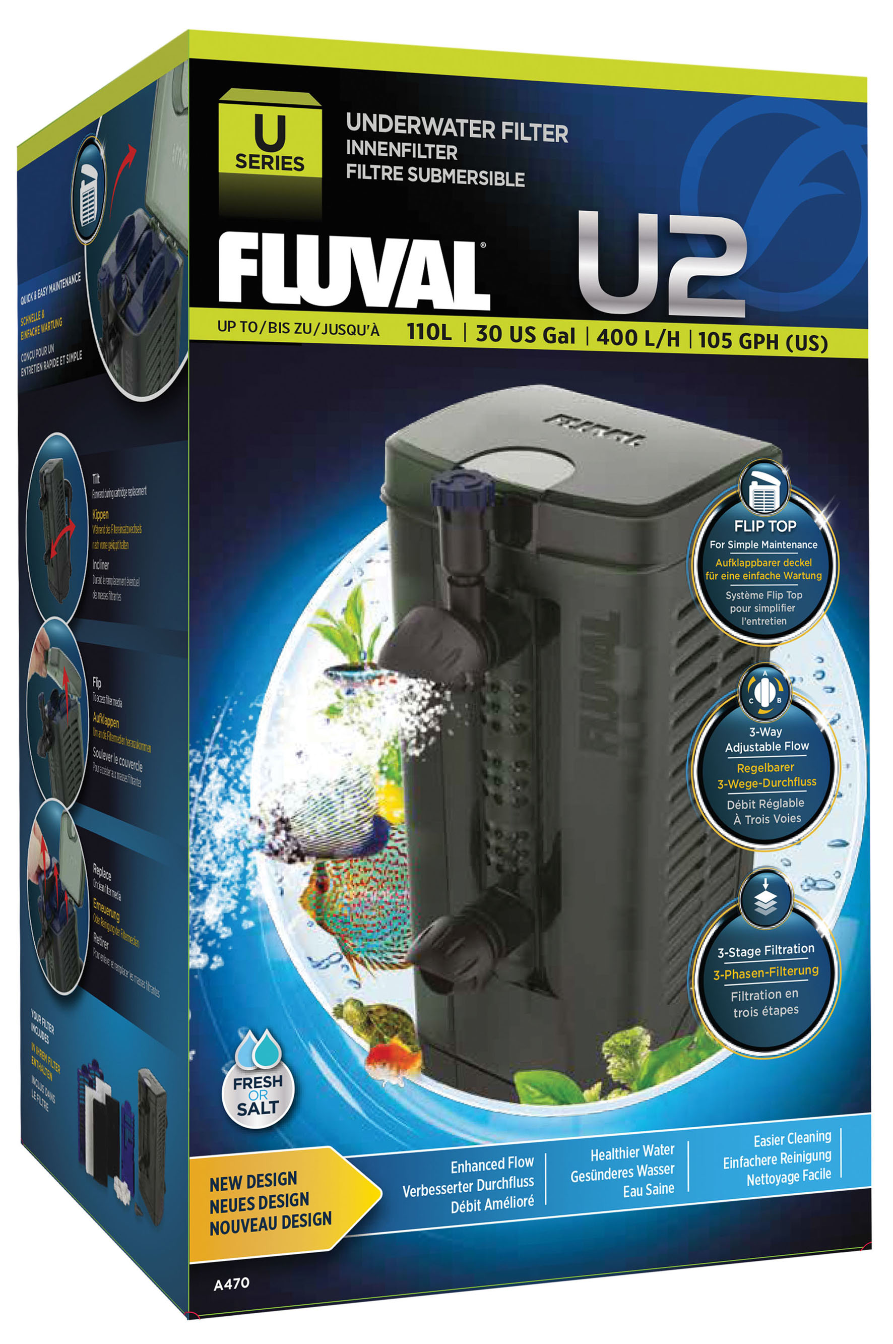 Fluval filtre intérieur U2-Serie 400l/h