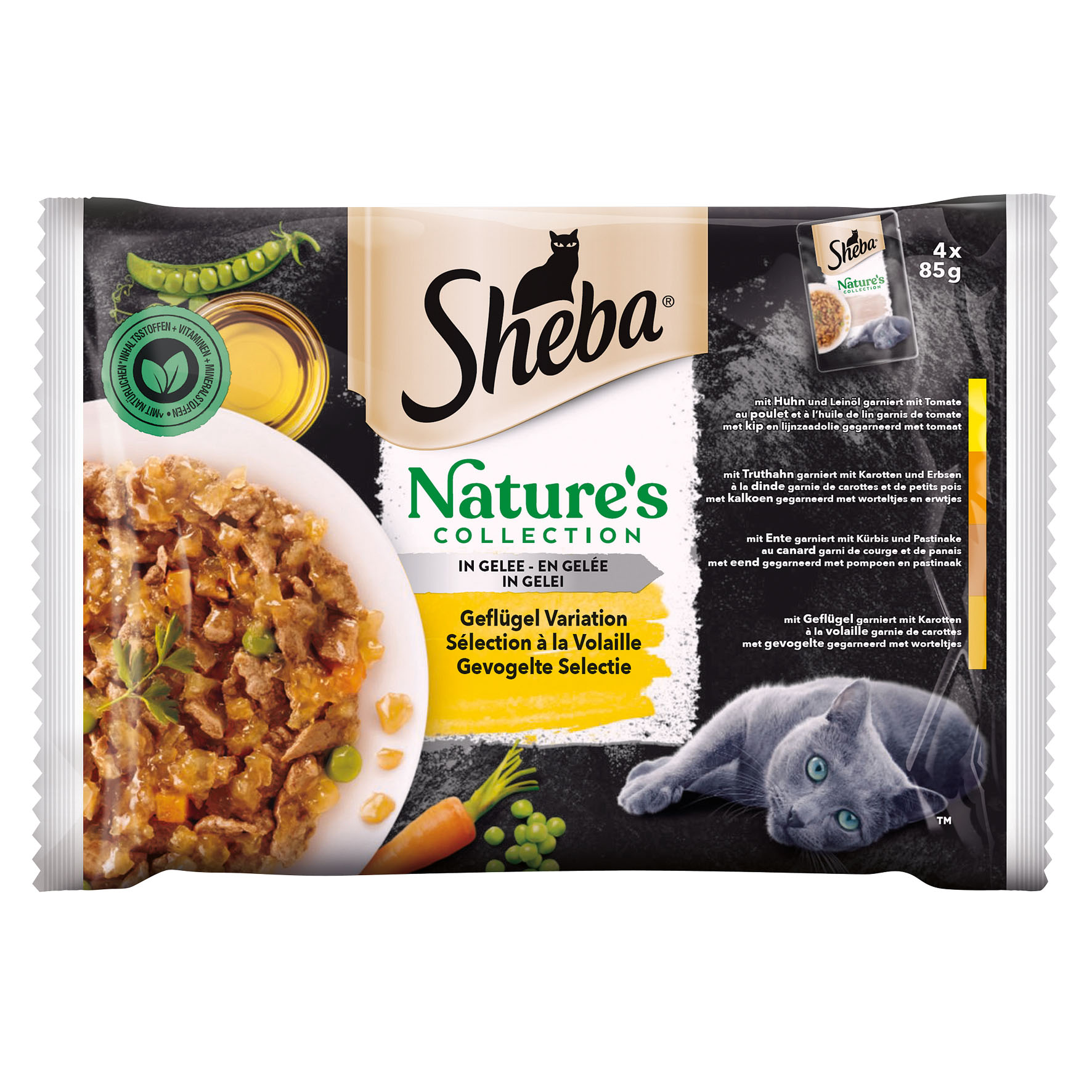 Sheba Natures, adulte, variations de volaille, 4x85g