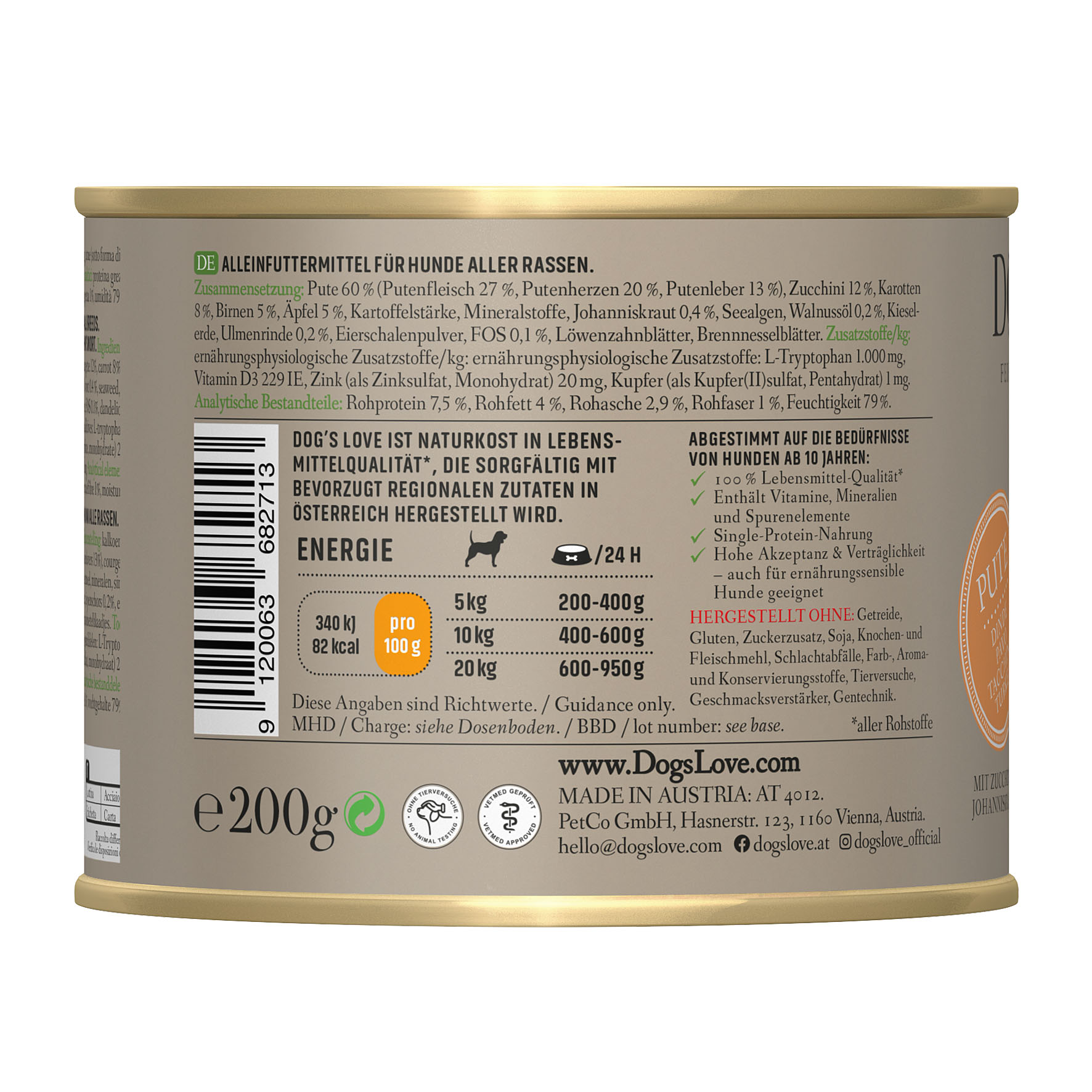 Dog‘s Love Senior Truthahn, Zucchini & Johanniskraut, 200g