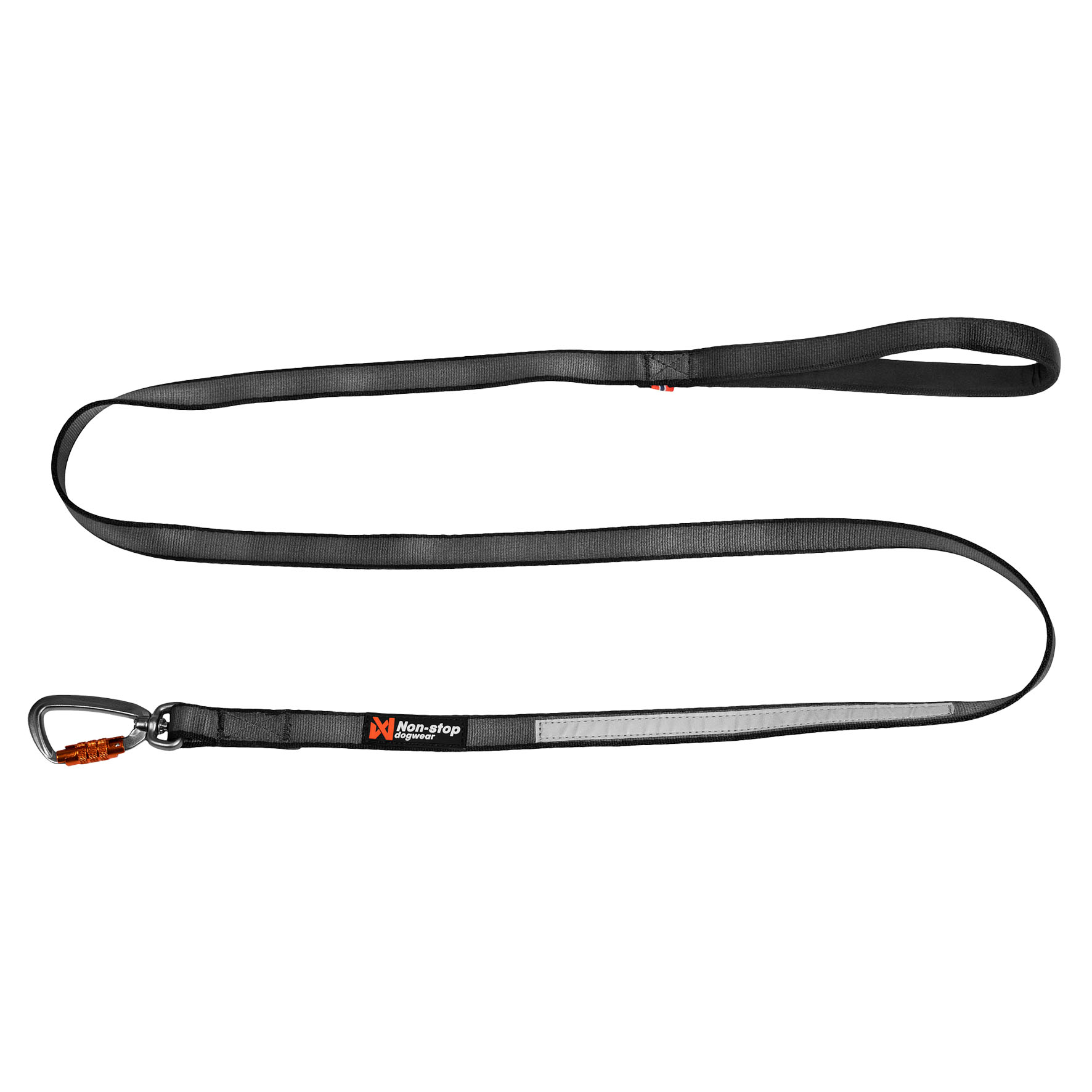 Non-stop Move - Führleine schwarz & orange, 10mm/150cm	