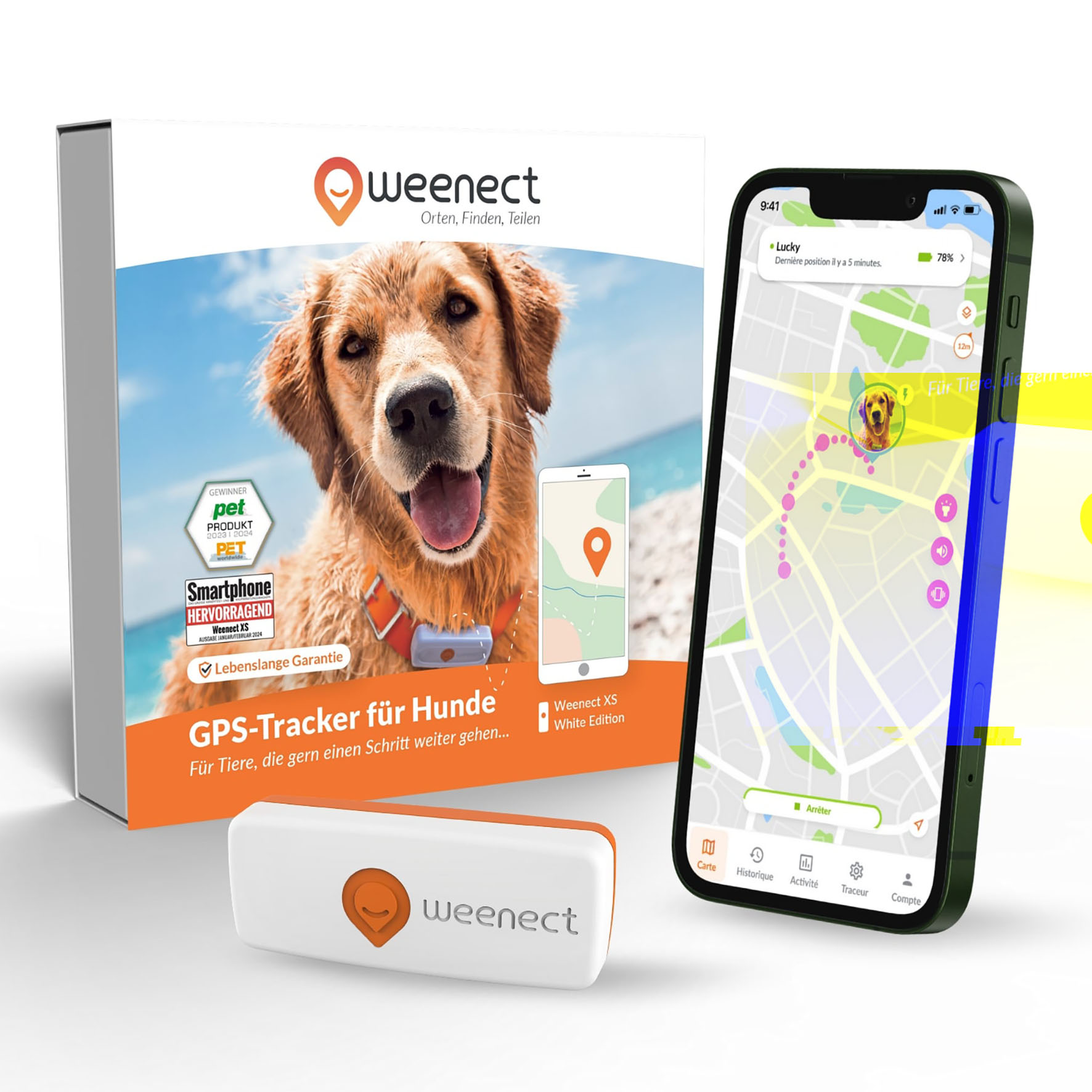 Weenect GPS Tracker für Hunde – XS, weiss