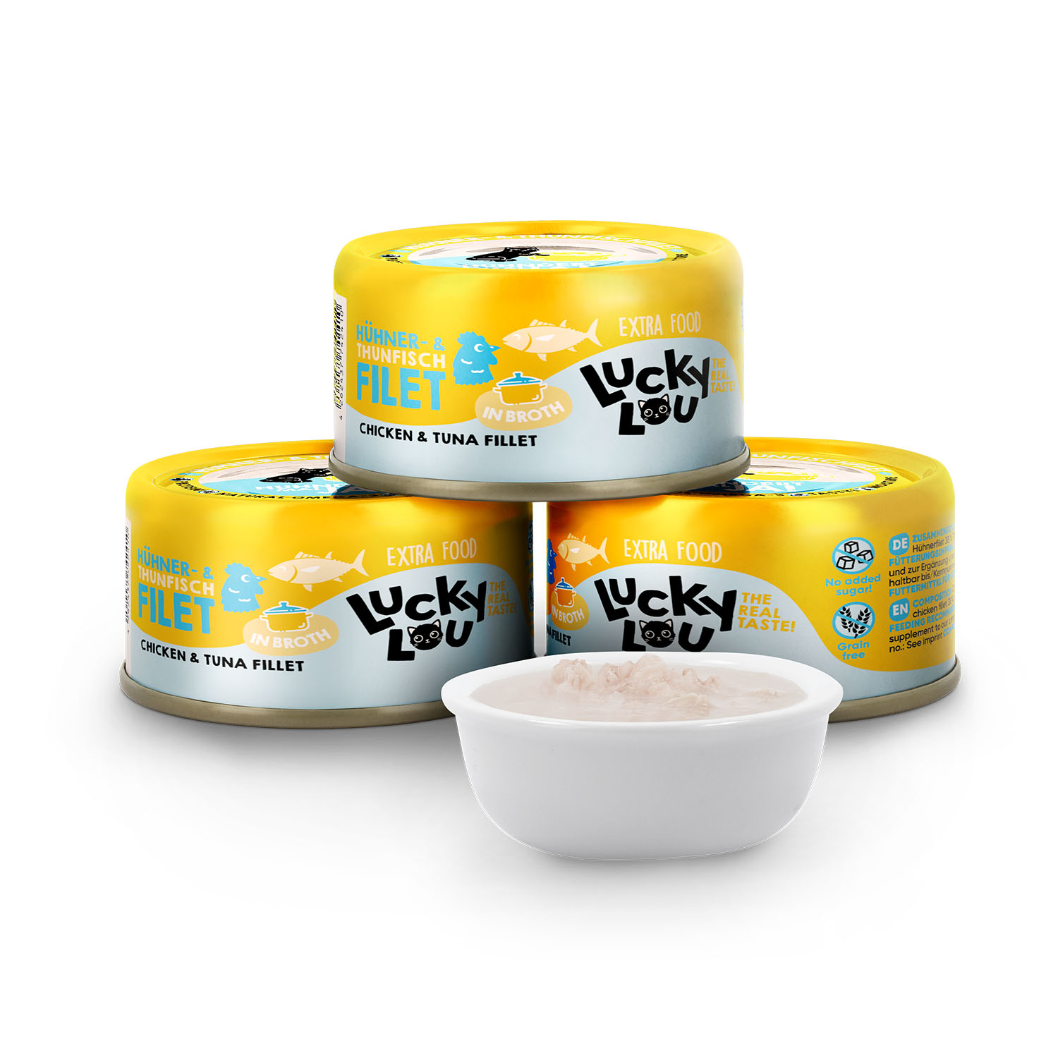 Lucky Lou Hühner- & Thunfischfilet in Brühe, 70g