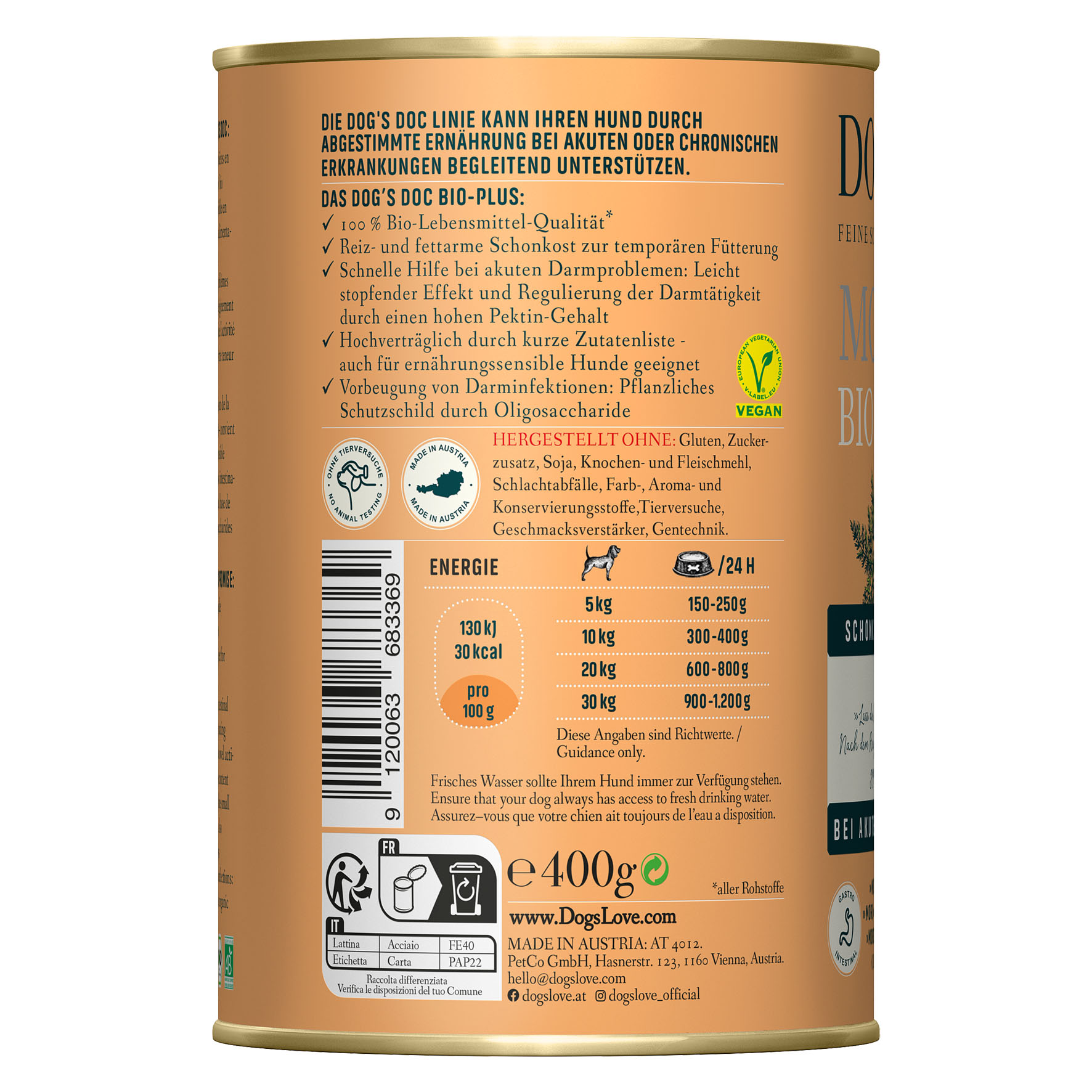 Dog's Love DOC Schonkost Morosche Karottensuppe, 400g Dog's Love DOC Schonkost Morosche Karottensuppe, 400g