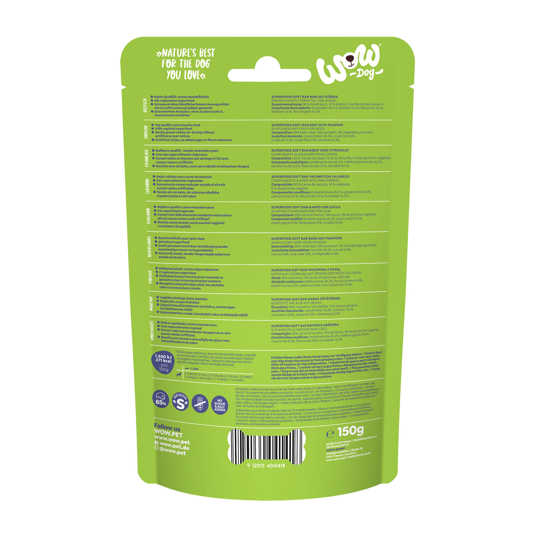 WOW Soft Bar boeuf au potiron, 150g