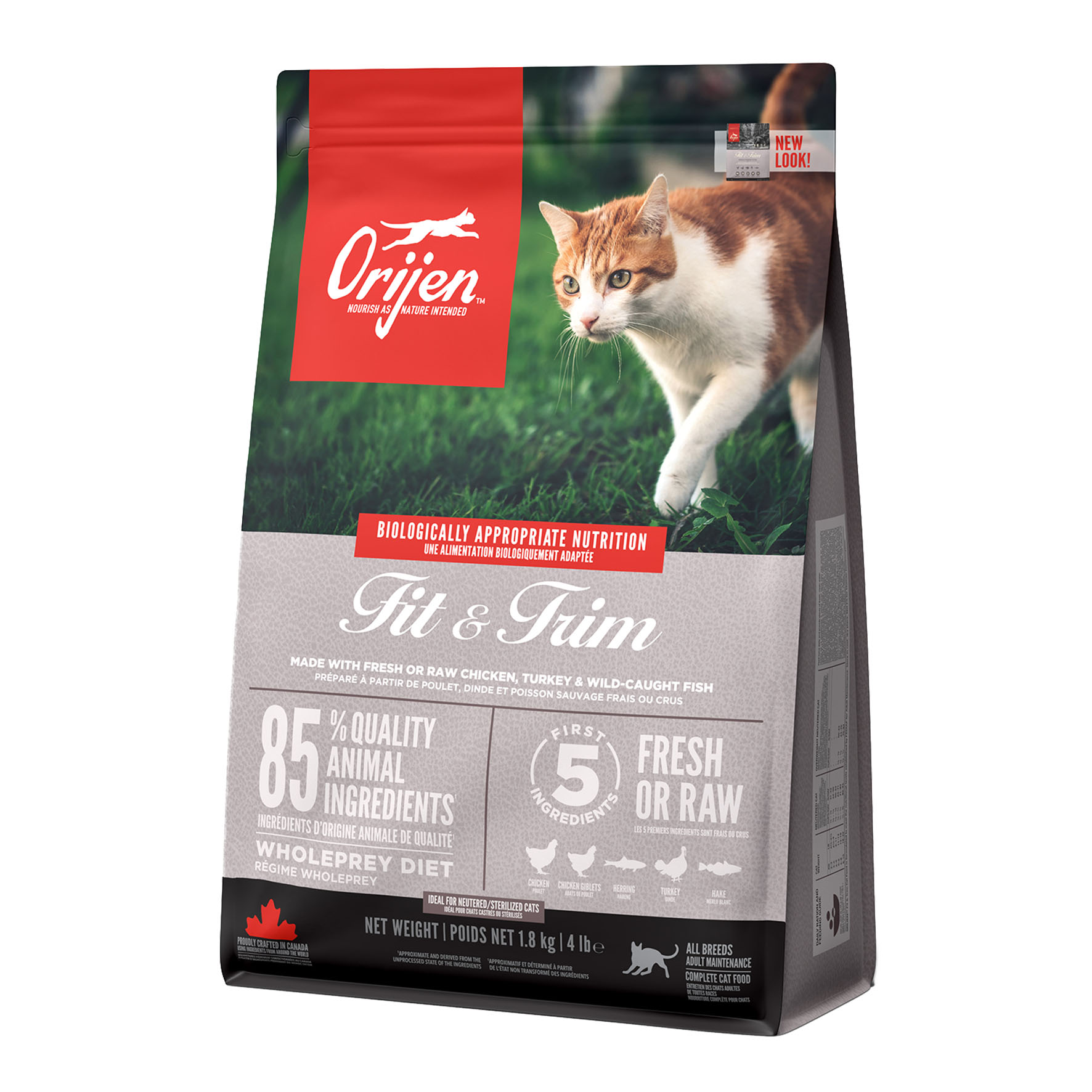 Orijen Cat Fit & Trim, tutte le età, pollame e pesce, 1,8 kg