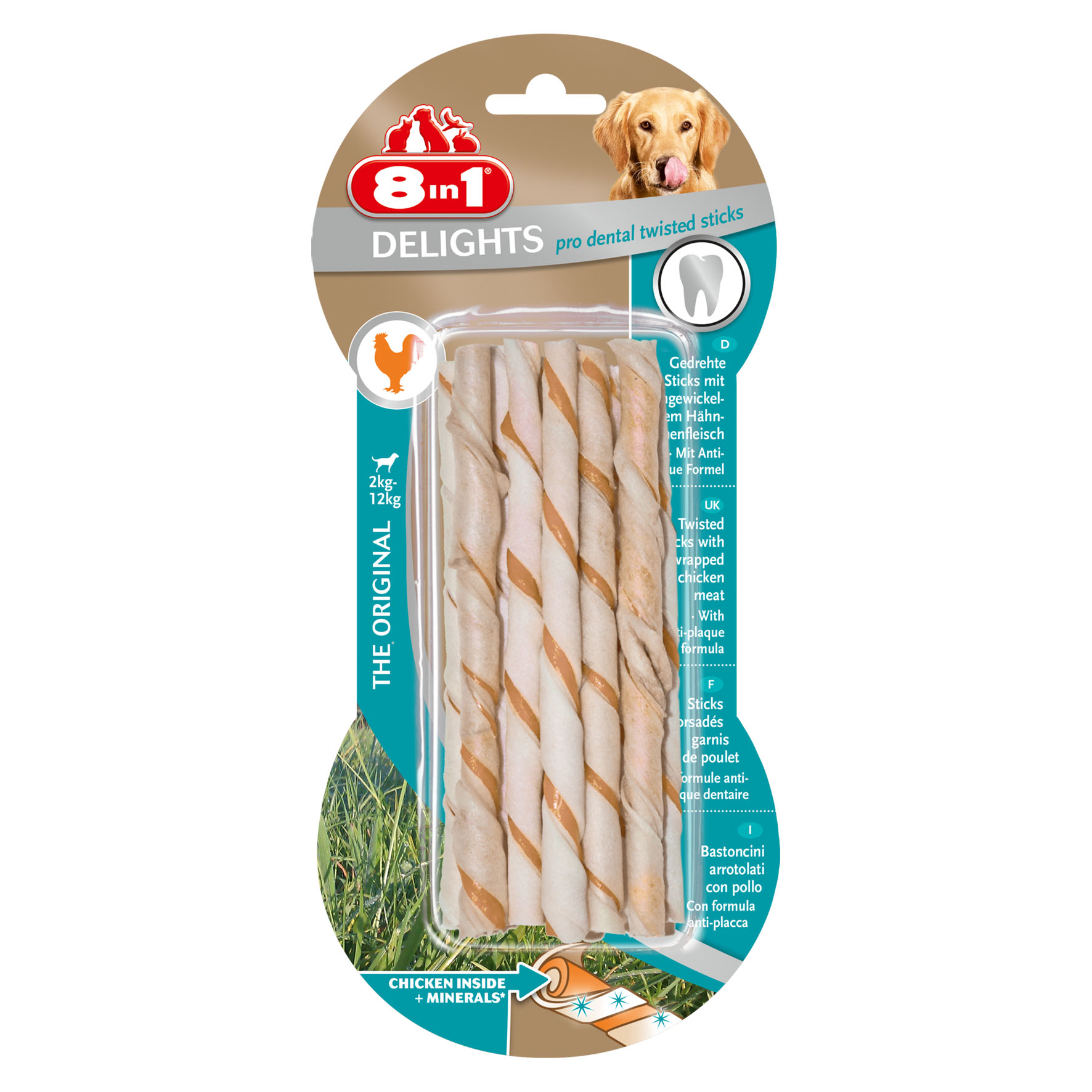 8in1 Delights Twisted Dental Sticks, 10pcs., 55g