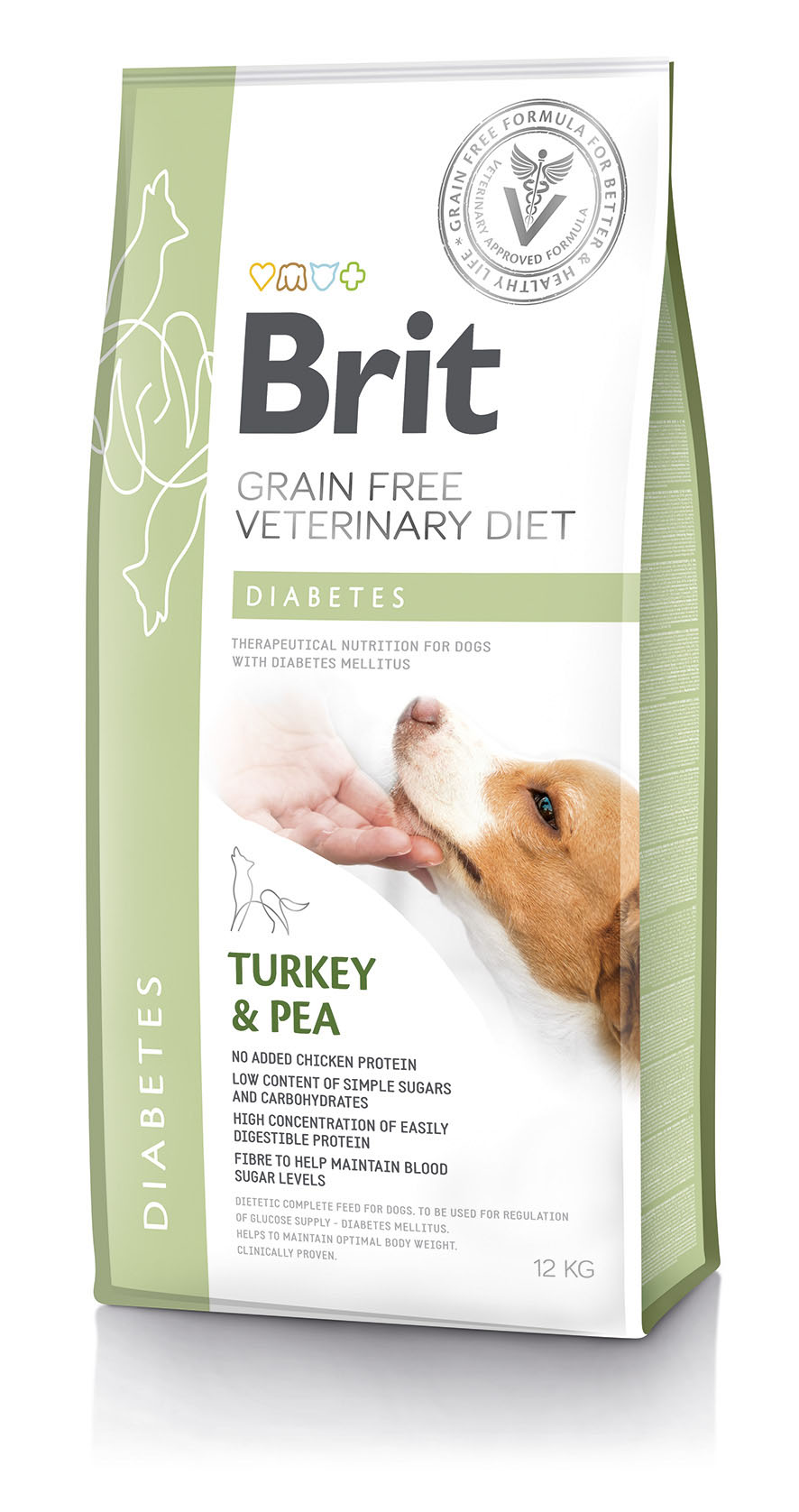 Brit Vet Dog Diabetes – Dinde & Pois, croquettes pour chiens, 12 kg