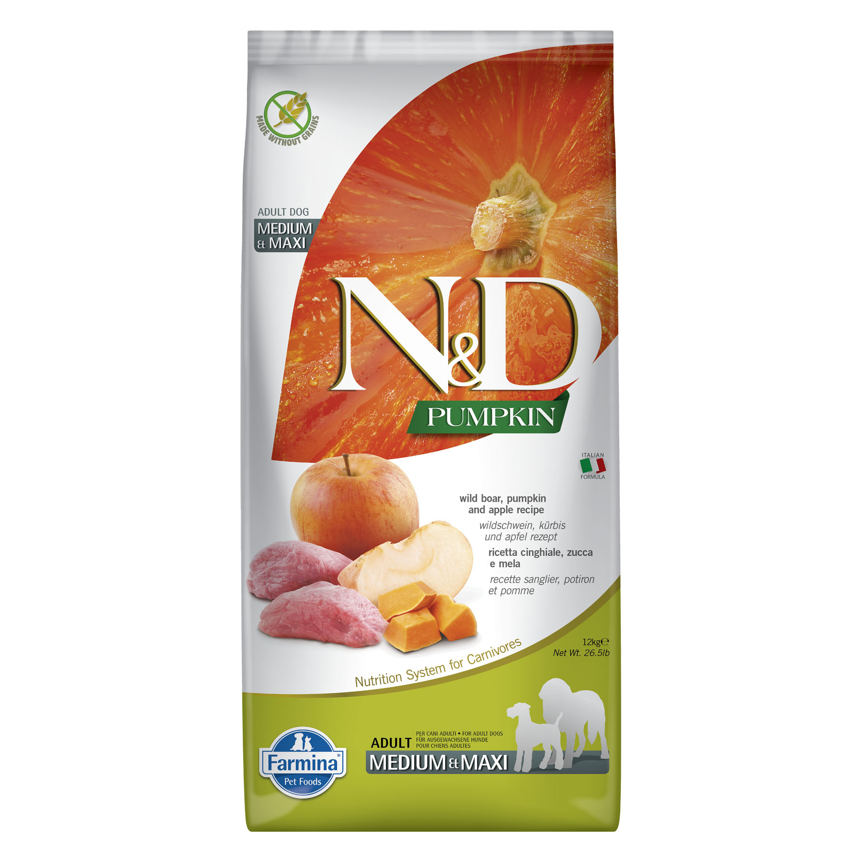 Farmina Pumpkin Adult Med/Max Wildschwein, Kürbis & Apfel, 12kg
