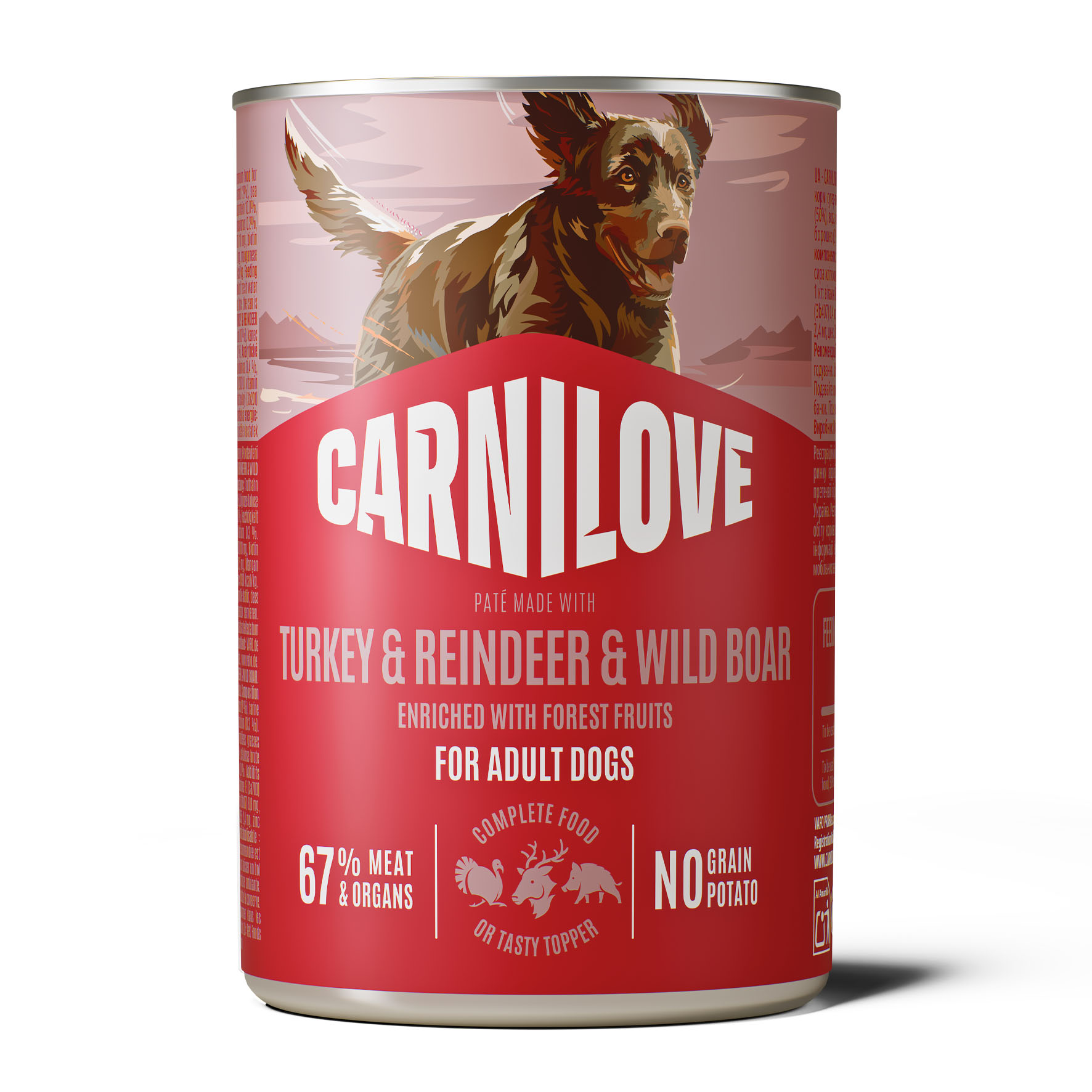 Carnilove Dog Paté Adult - Truthahn & Rentier, Nassfutter für Hunde, 400g