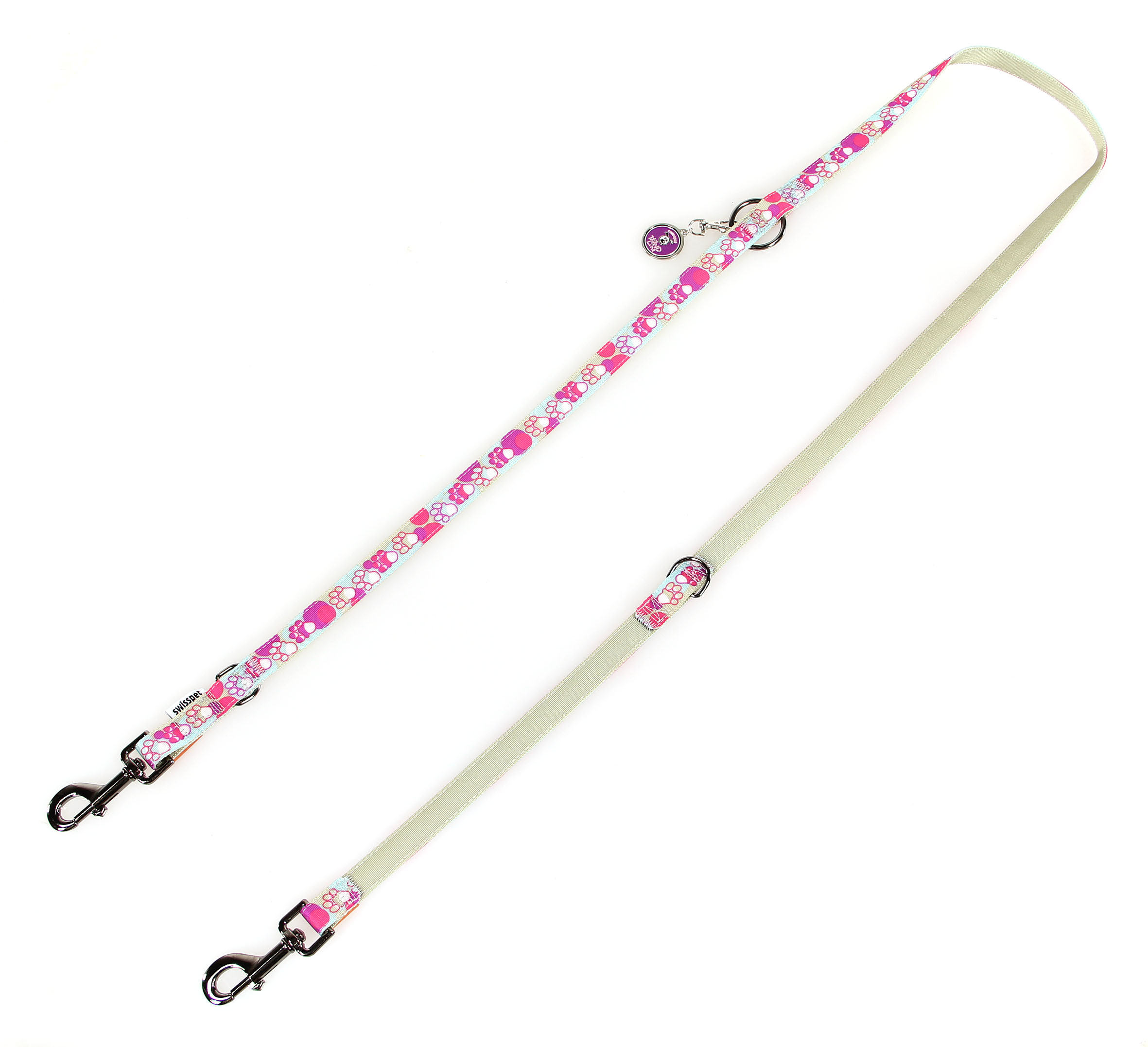 TrendLine laisse Funny, rose/gris, 15mm/26-40cm