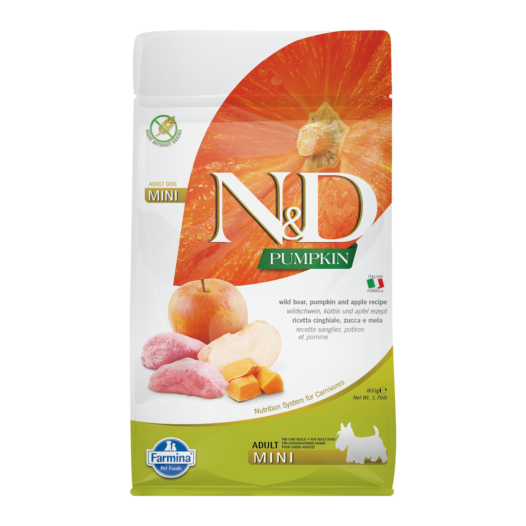 Farmina Prime Adult Mini Wildschwein, Kürbis & Apfel, 800g