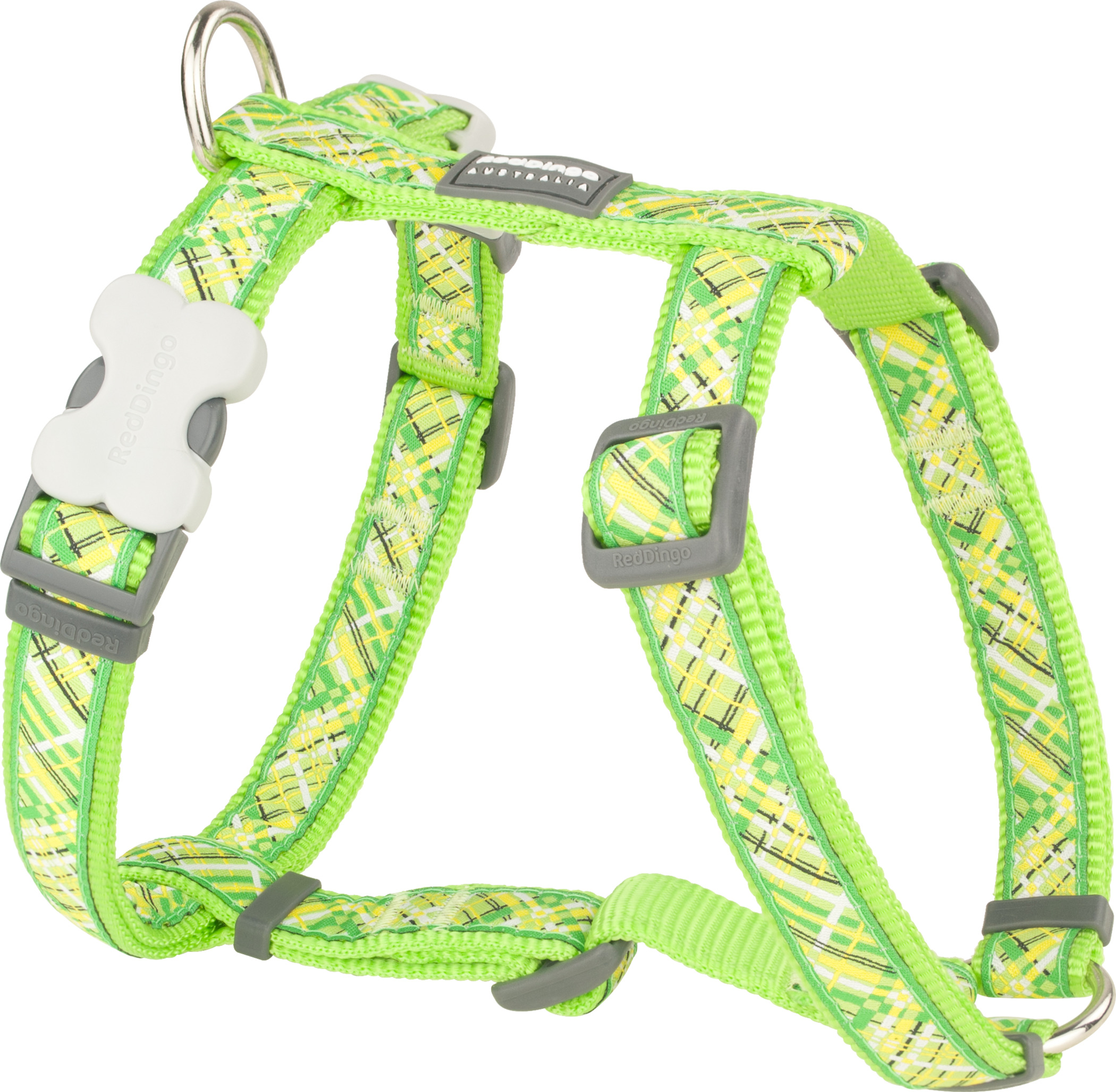 RedDingo harnais Design Flanno Lime Vert S: 15mm, cou 30-48cm, corps 36-54cm