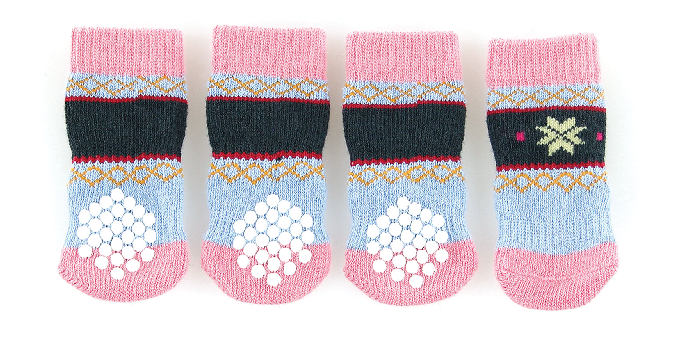 swisspet Hundesocken mit Anti-Slip, Naturi, rosa/hellblau