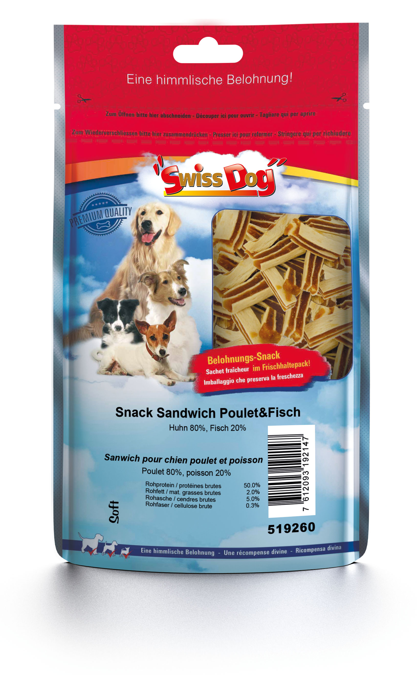 SwissDog Sandwich au poulet et au poisson, 1300 g SwissDog Sandwich au poulet et au poisson, 1300 g