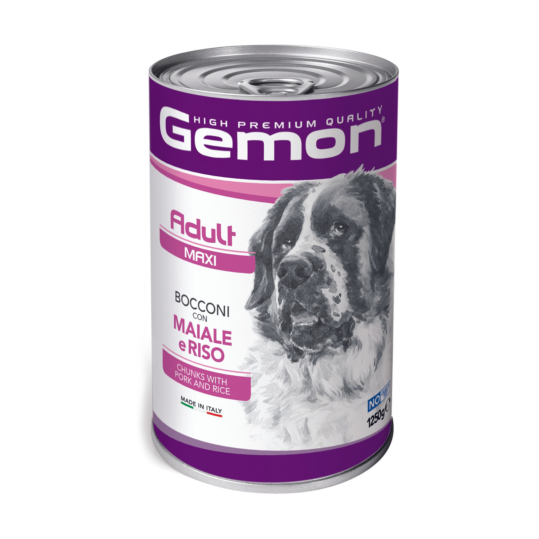 Gemon Adult Maxi - Porc et riz, aliment humide pour chiens, 1 250 g