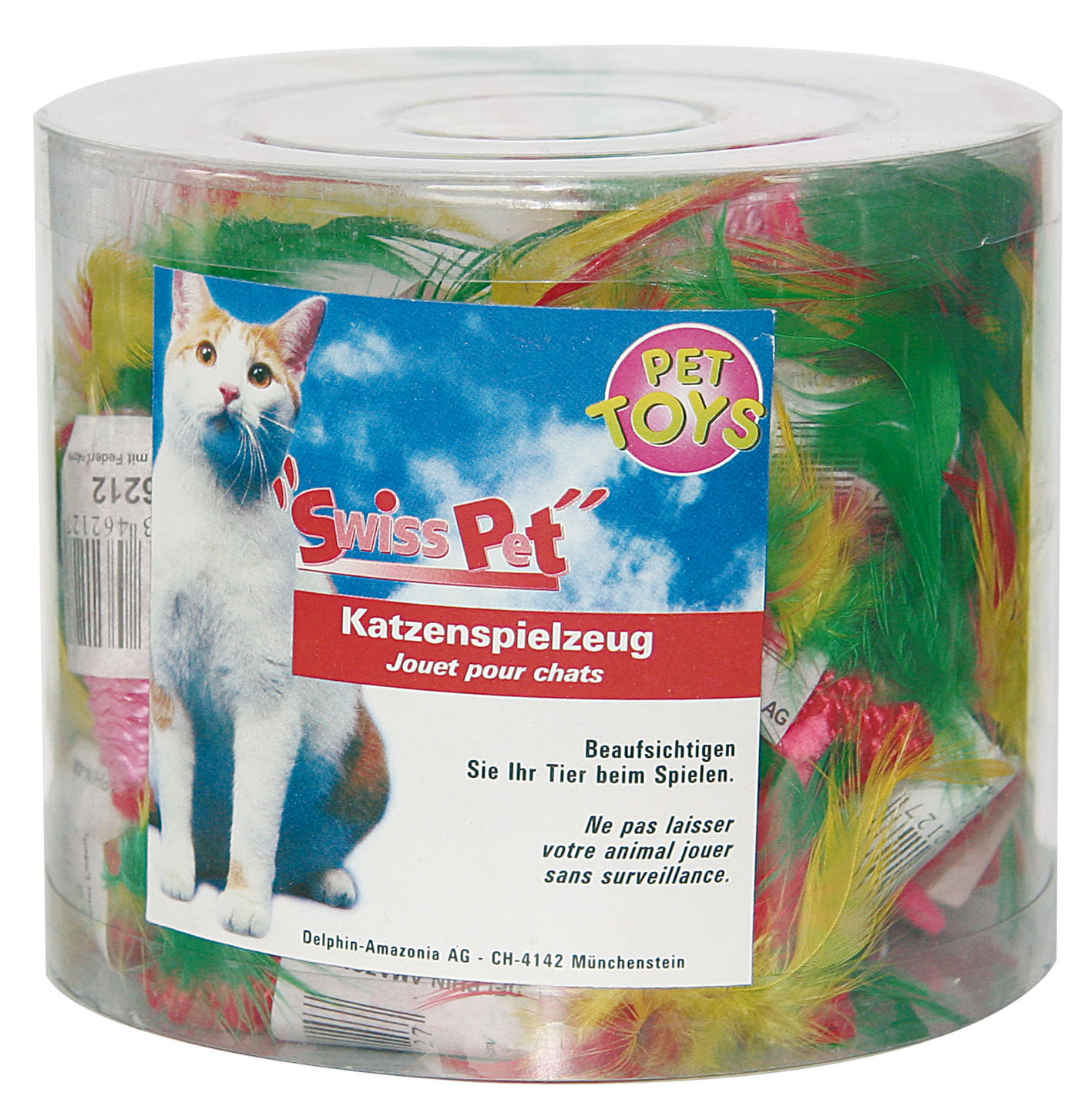 swisspet topo in filato sintetico con piuma