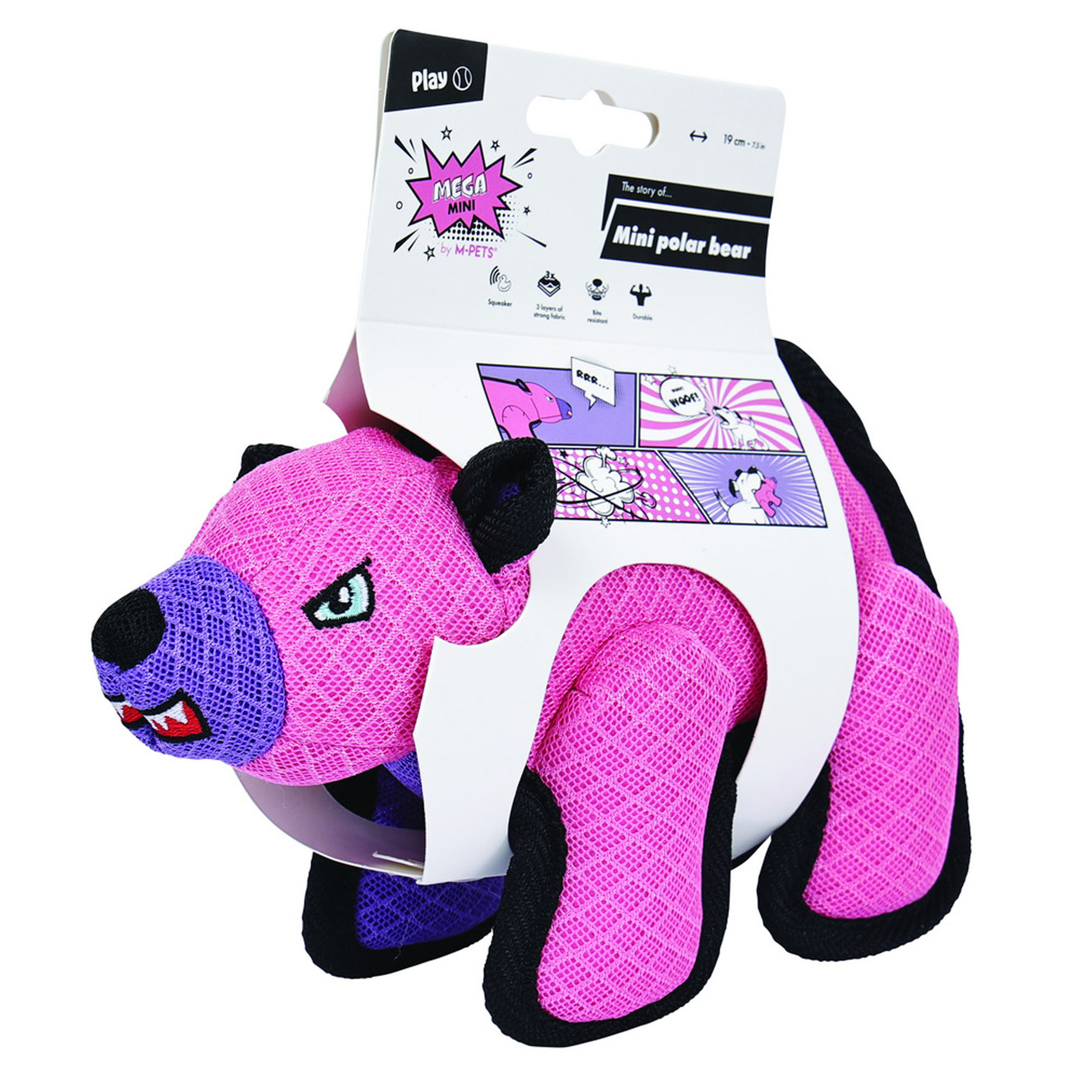 M-Pets MEGA Hundespielzeug mit Quitscher - Eisbär, 19x9x14cm