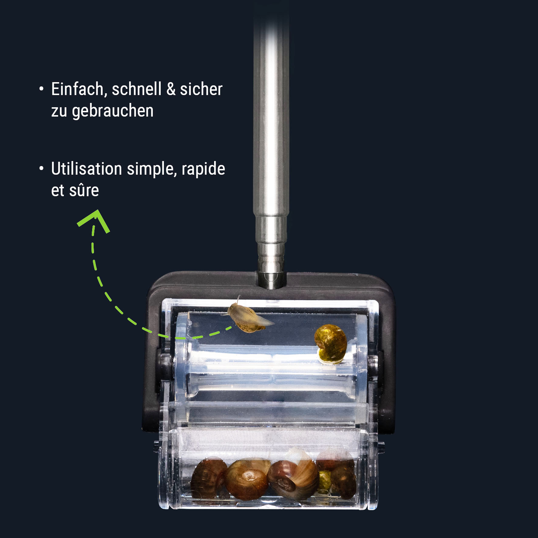Dennerle SnailCatcher - Schneckenfänger für Aquarienscheiben mit Teleskopstiel