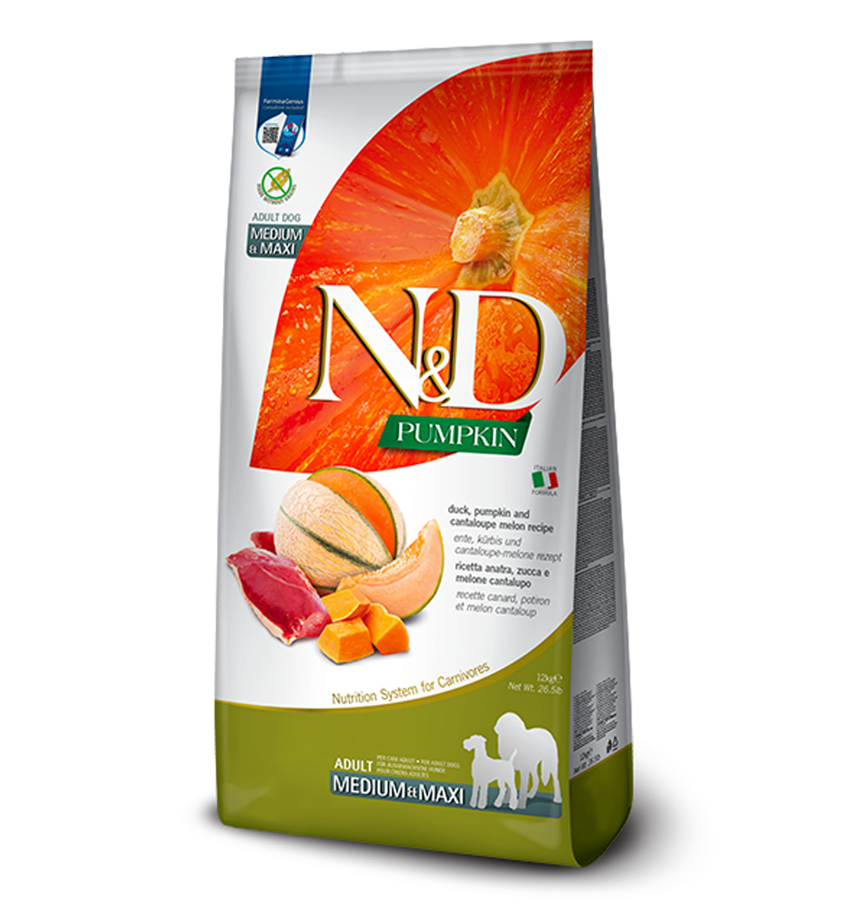 Farmina N&D Pumpkin Adult Medium & Maxi – Ente & Kürbis, 12kg