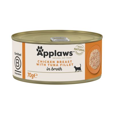 Applaws Ergänzungsnassfutter Huhn mit Thunfisch in Brühe, Dose 70g