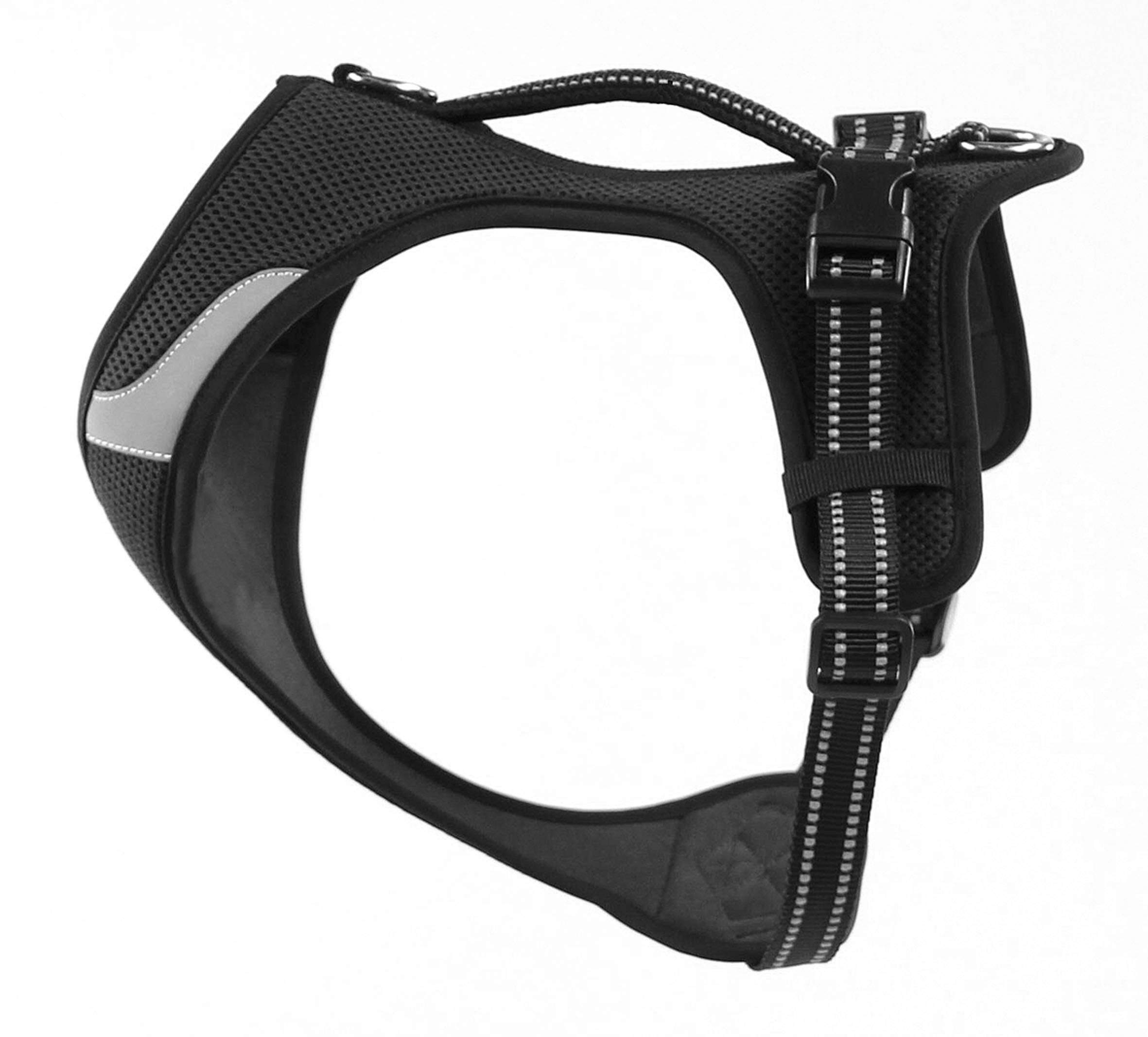 swisspet Geschirr Lord reflektierend, schwarz. Taille A: 50-70; Hals B: 33-38cm.