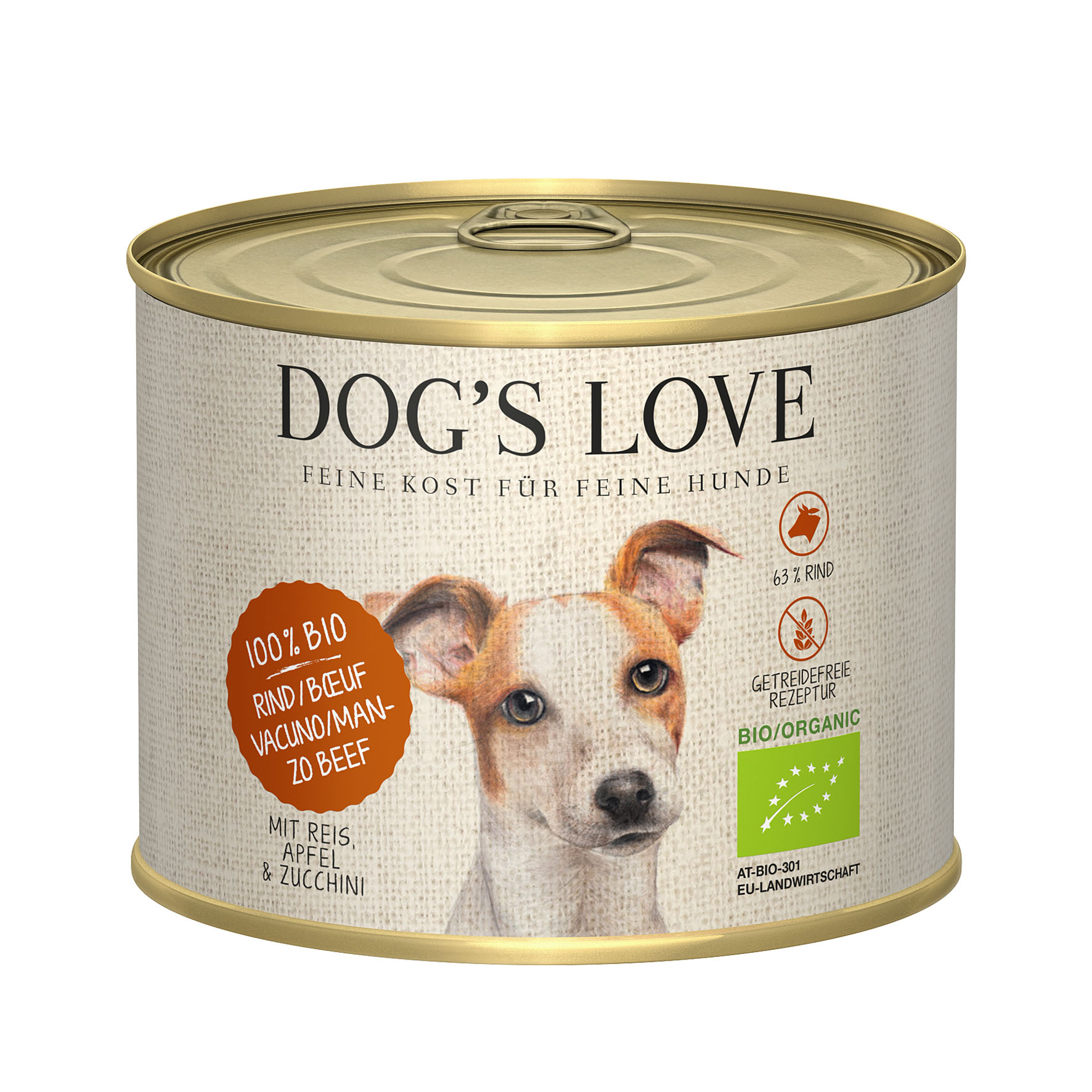 DOG'S LOVE Bio  Boeuf, riz, pomme & courgette, 200g