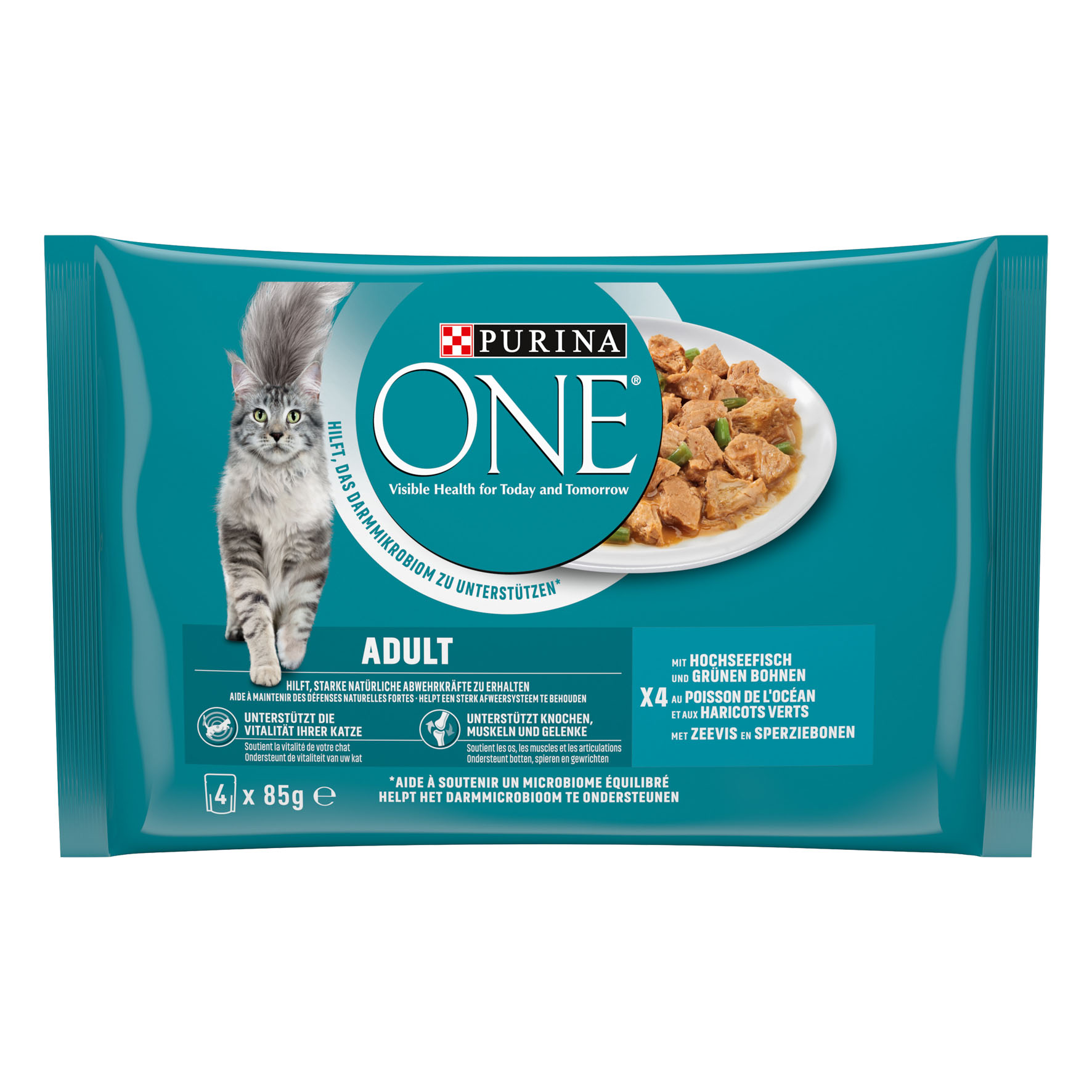 Purina ONE Adult Fisch, 4x85g