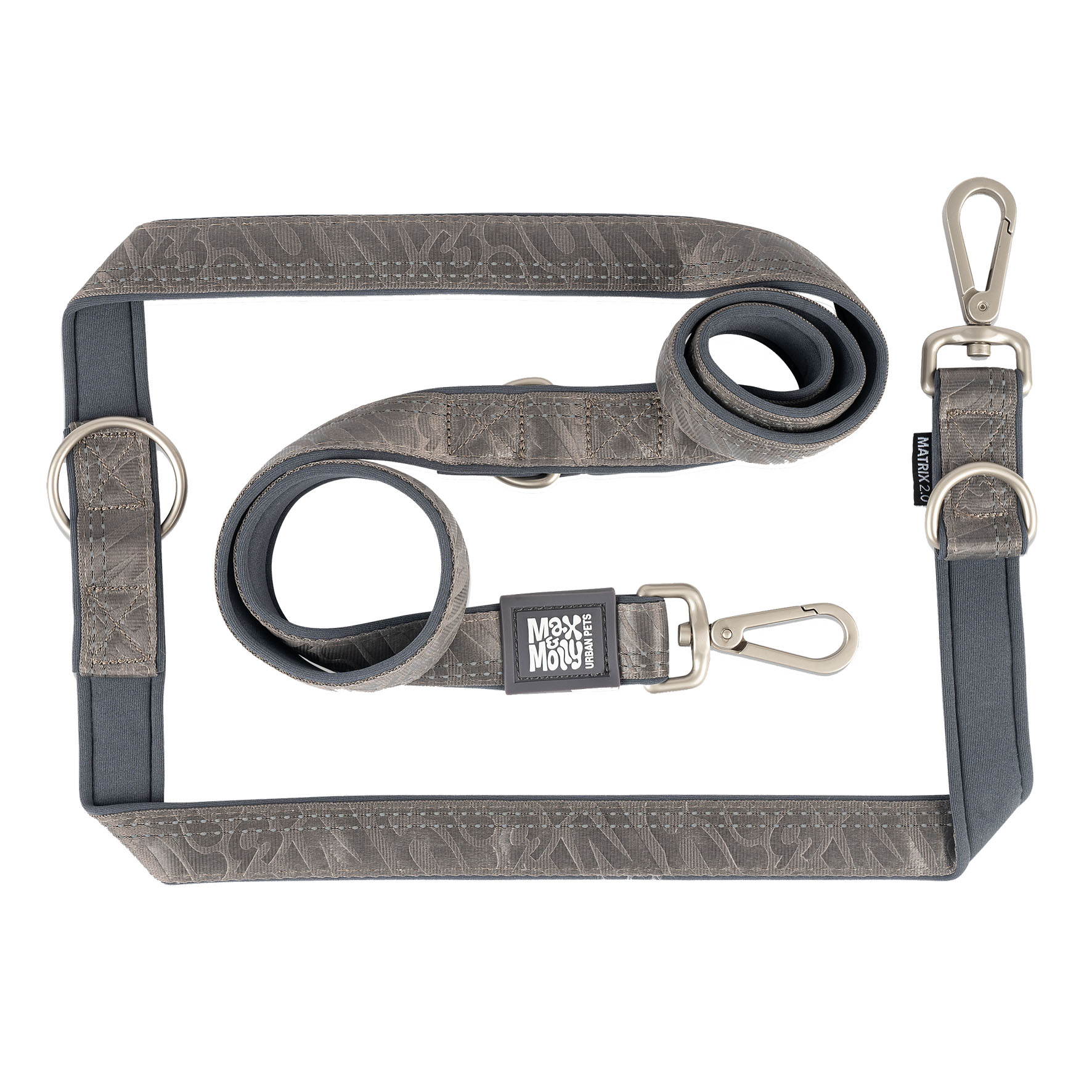 Max&Molly MultiFunktion Leine stein/L, 2.5cmx200cm