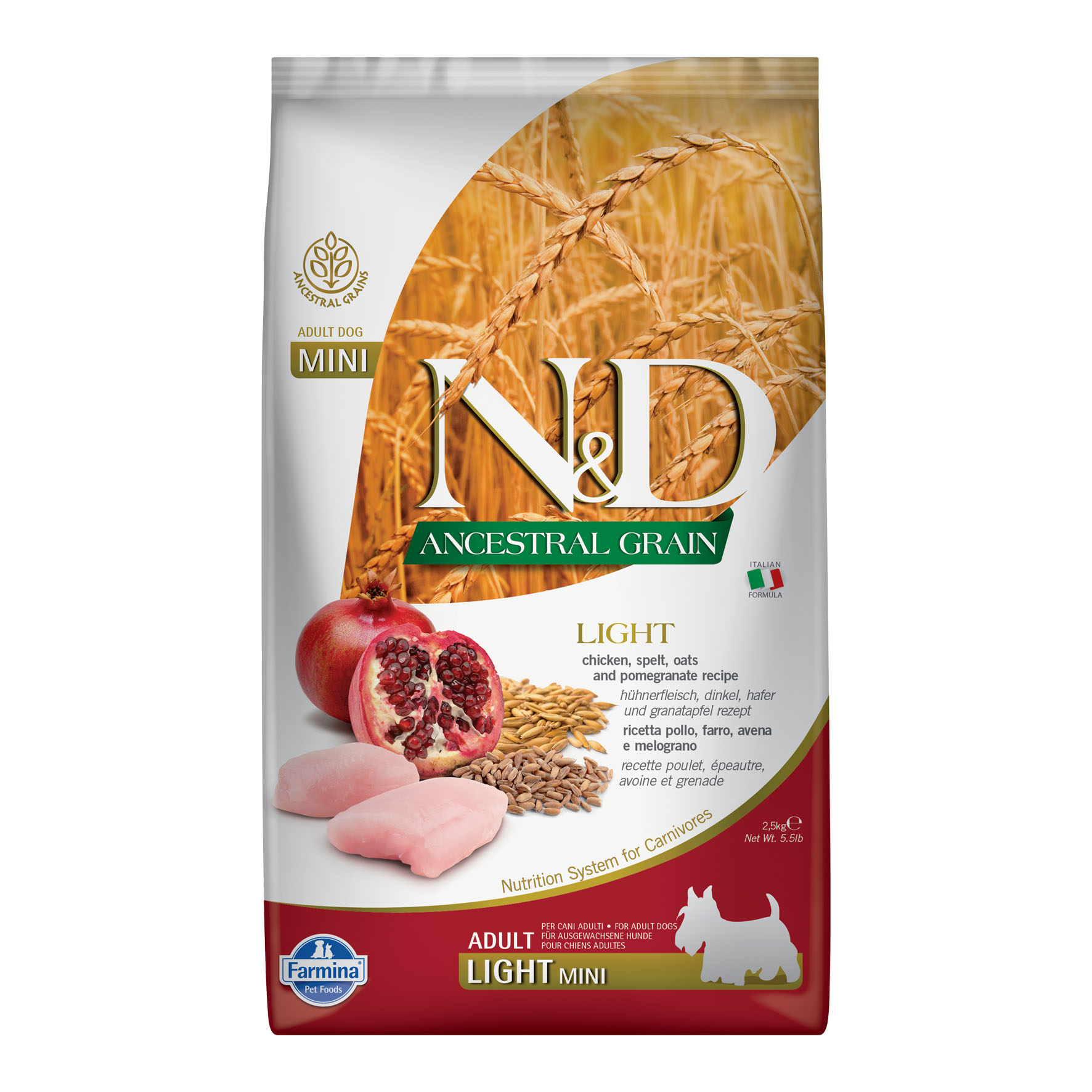 Farmina Light Mini Huhn, Dinkel, Hafer & Granatapfel, 2.5kg