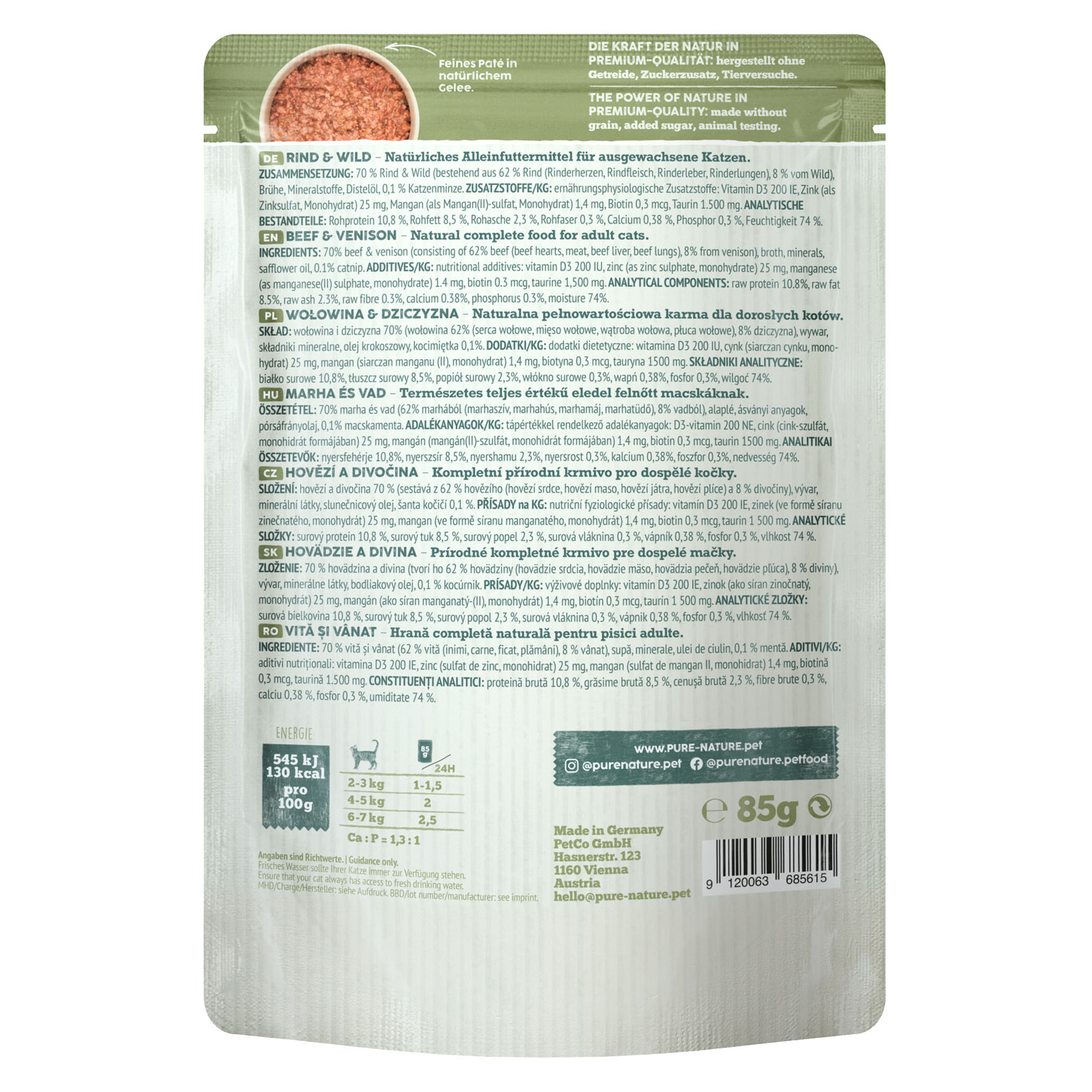 PureNature Rind und Wild mit Katzenminze, 85g