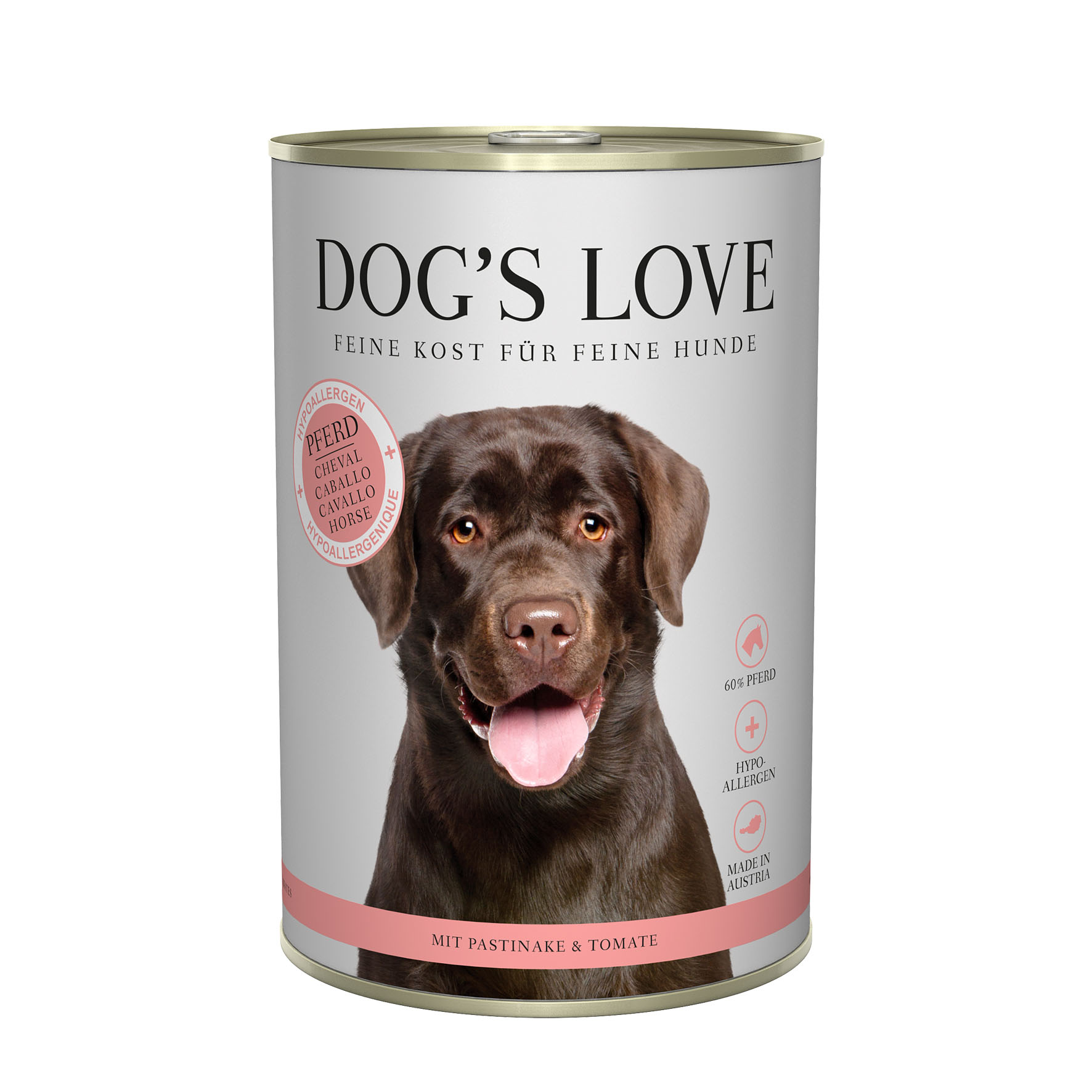 Dog's Love Hypoallergenic Horse, Pastinaca e Pomodoro, 800g