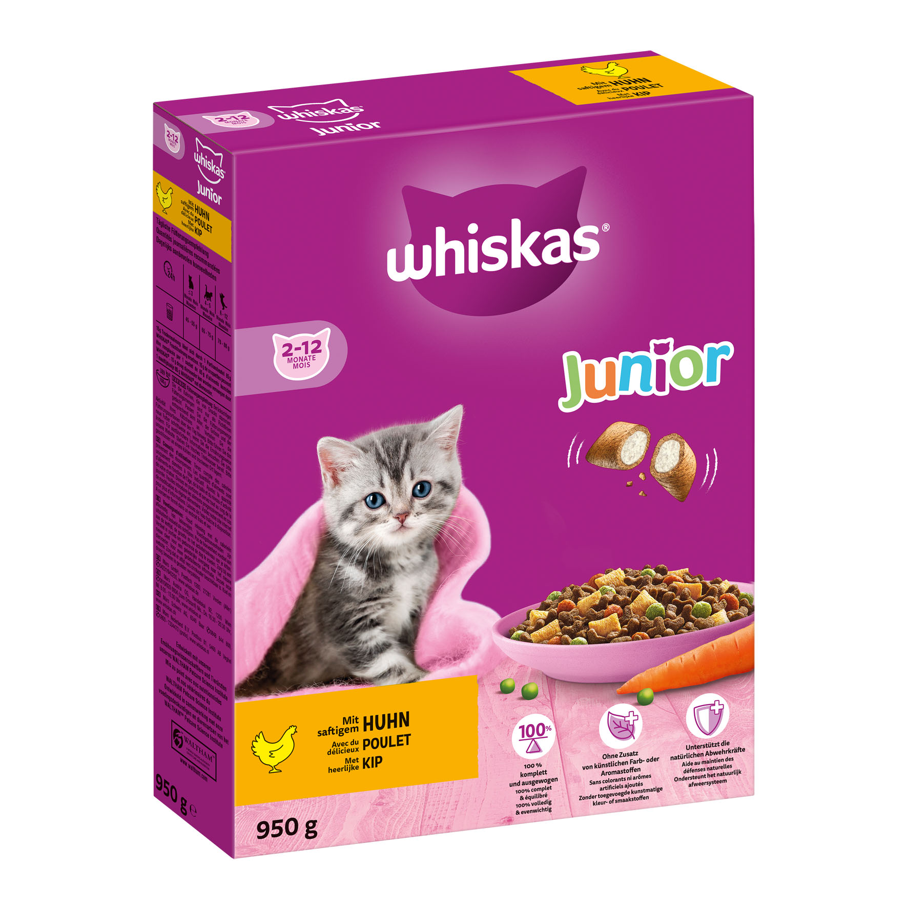 Whiskas Cibo secco per gatti Junior al pollo, 950g