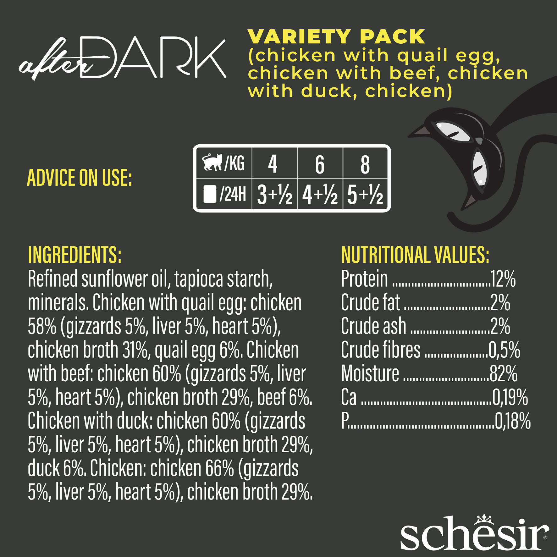Schesir After Dark Wholefood Variety Pack, 12x80g