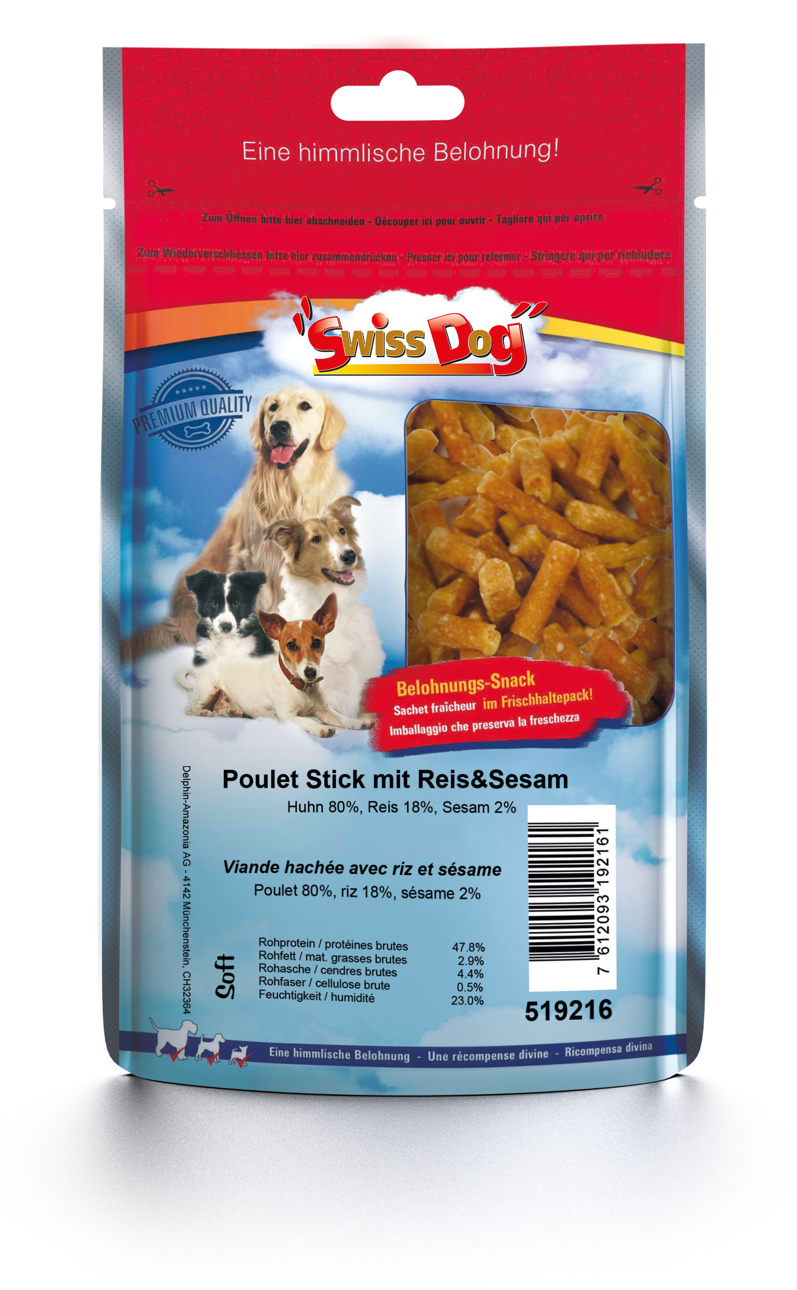 SwissDog Poulet-Sticks mit Reis & Sesam