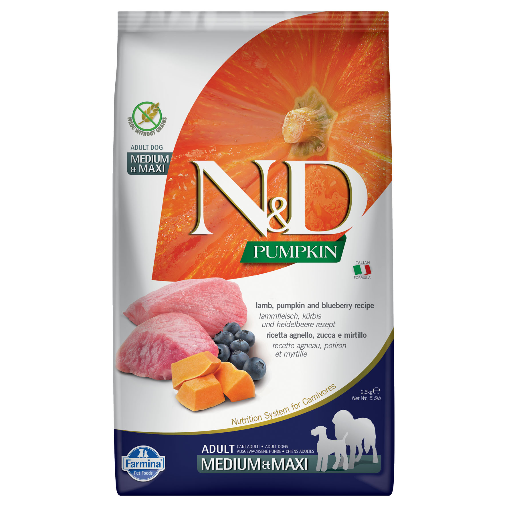 Farmina Dog Adult Med/Max Lamm, Kürbis & Heidelbeere, 2.5kg