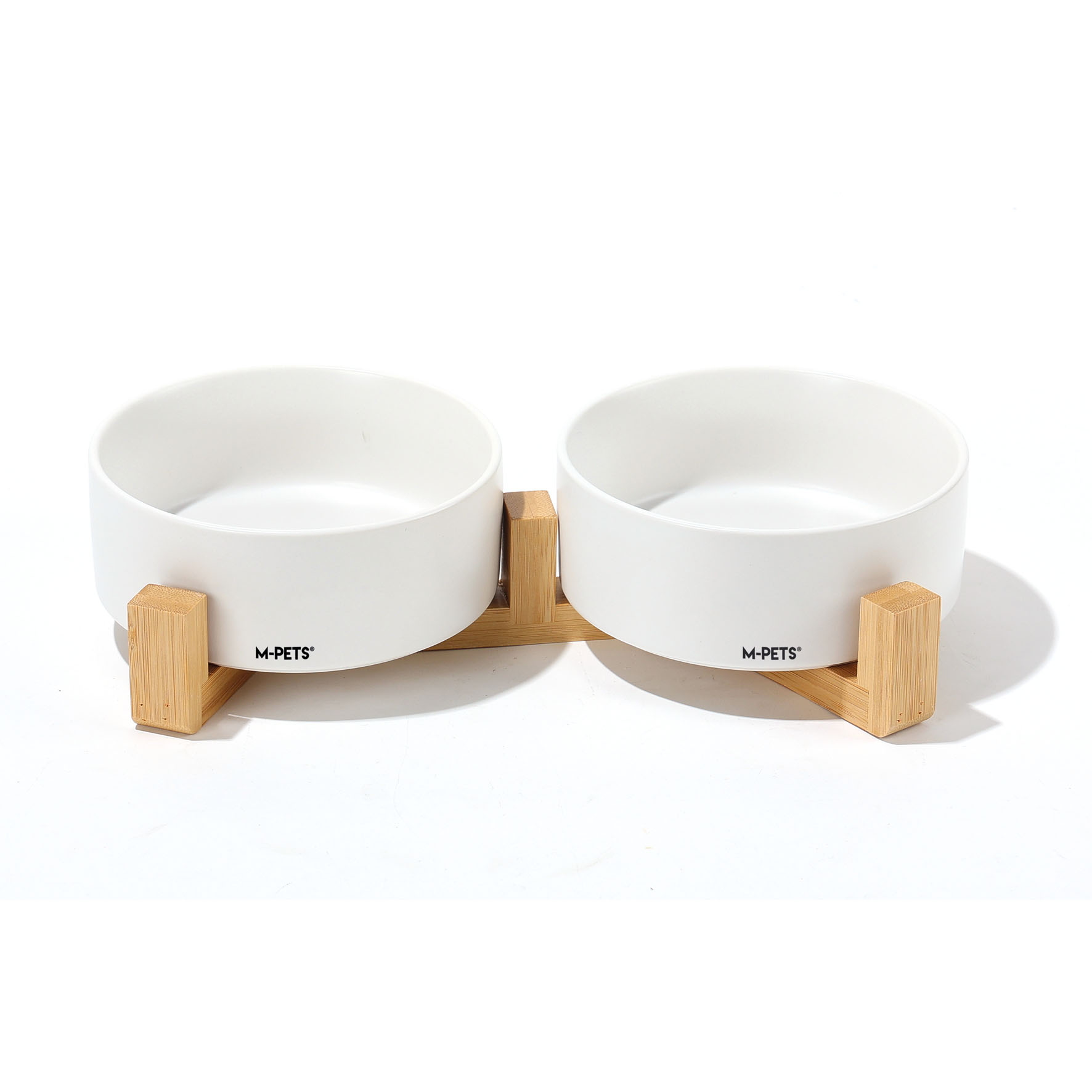 M-Pets Keramik-Doppelnapf mit Halterung, weiss ø=13cmxH=5cm, 2x350ml