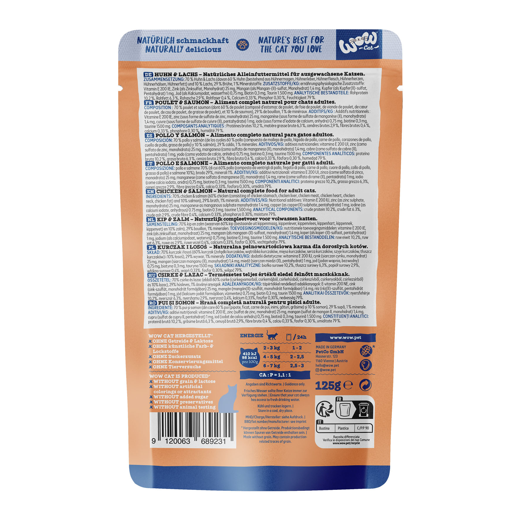 WOW Adult Poulet & Saumon, 125g