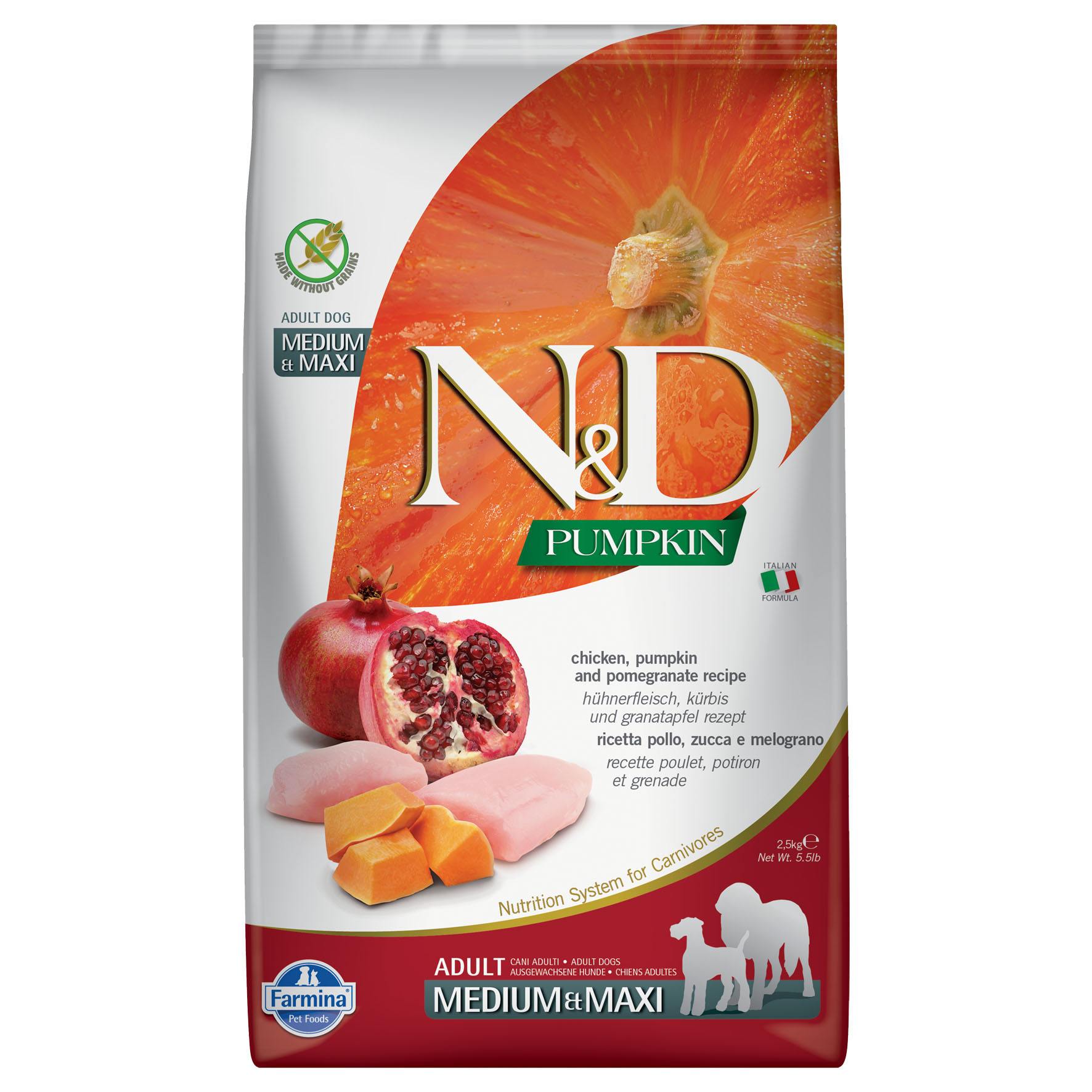 Farmina Dog Pumpkin Adult Medium Maxi Huhn, Kürbis & Granatapfel 