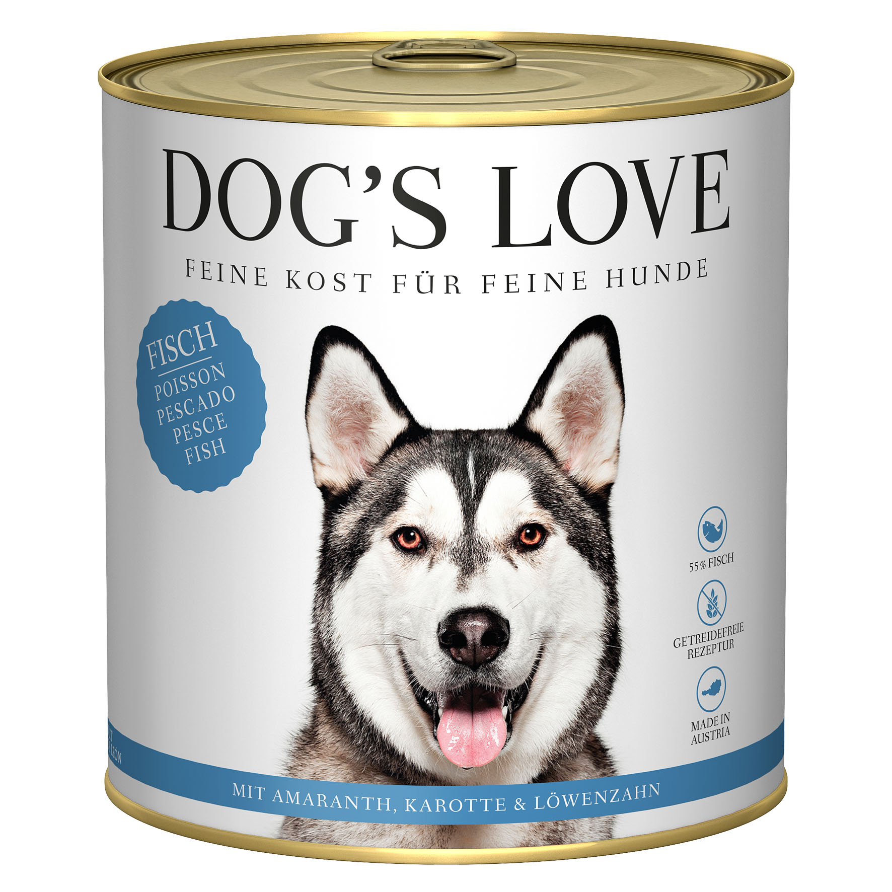 Dog‘s Love Classic Adult Fisch, Amaranth, Karotte & Löwenzahn, 800g