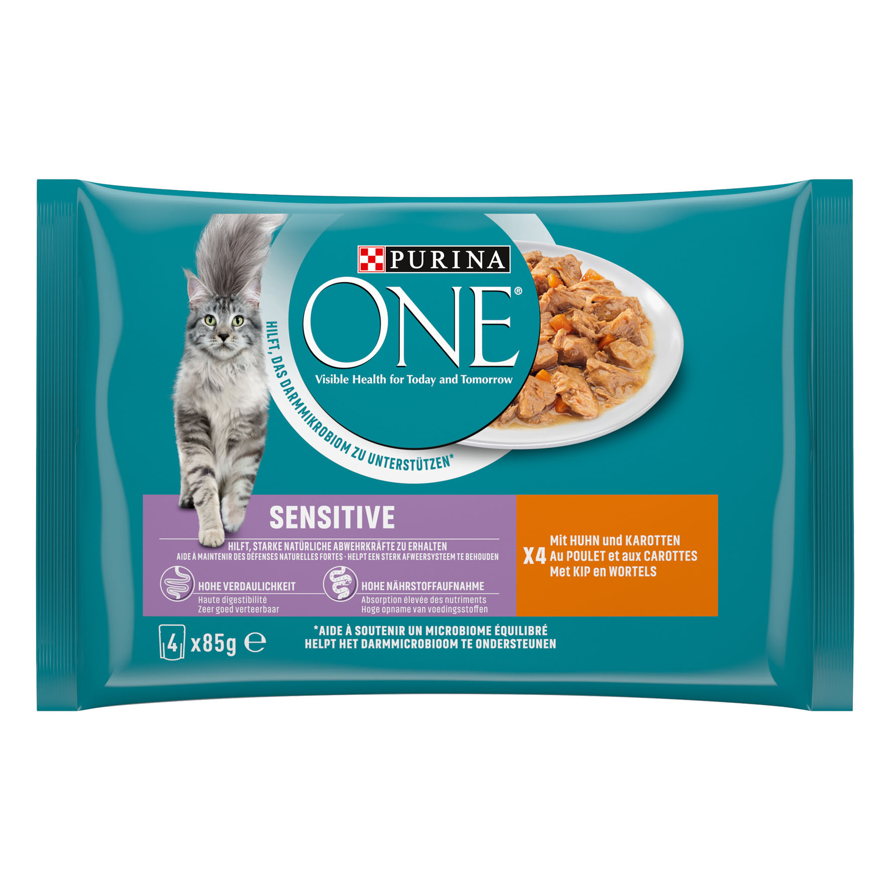 Purina ONE Sensitive Huhn, 4x85g