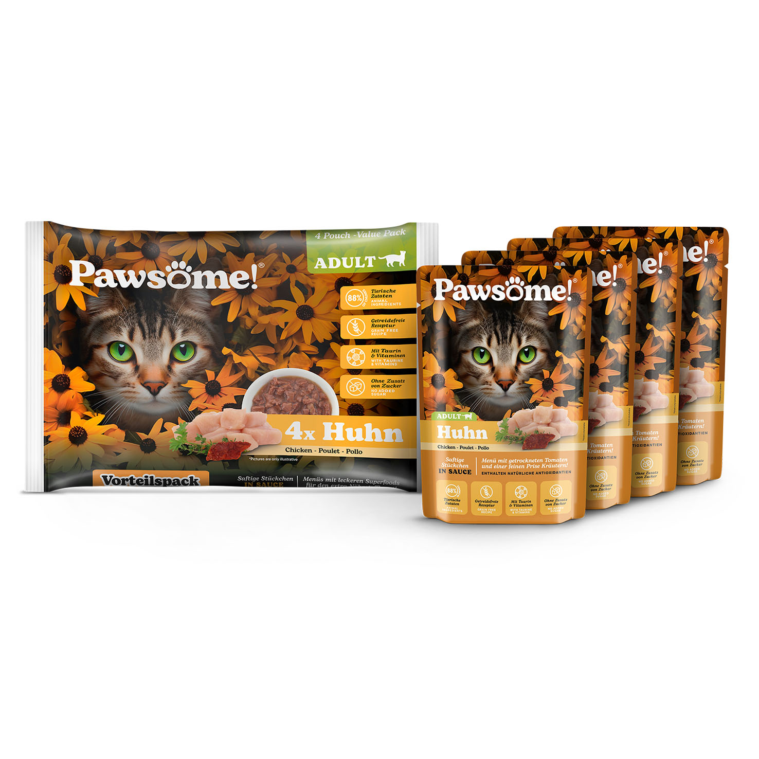 Pawsome Adult poulet 4x85g