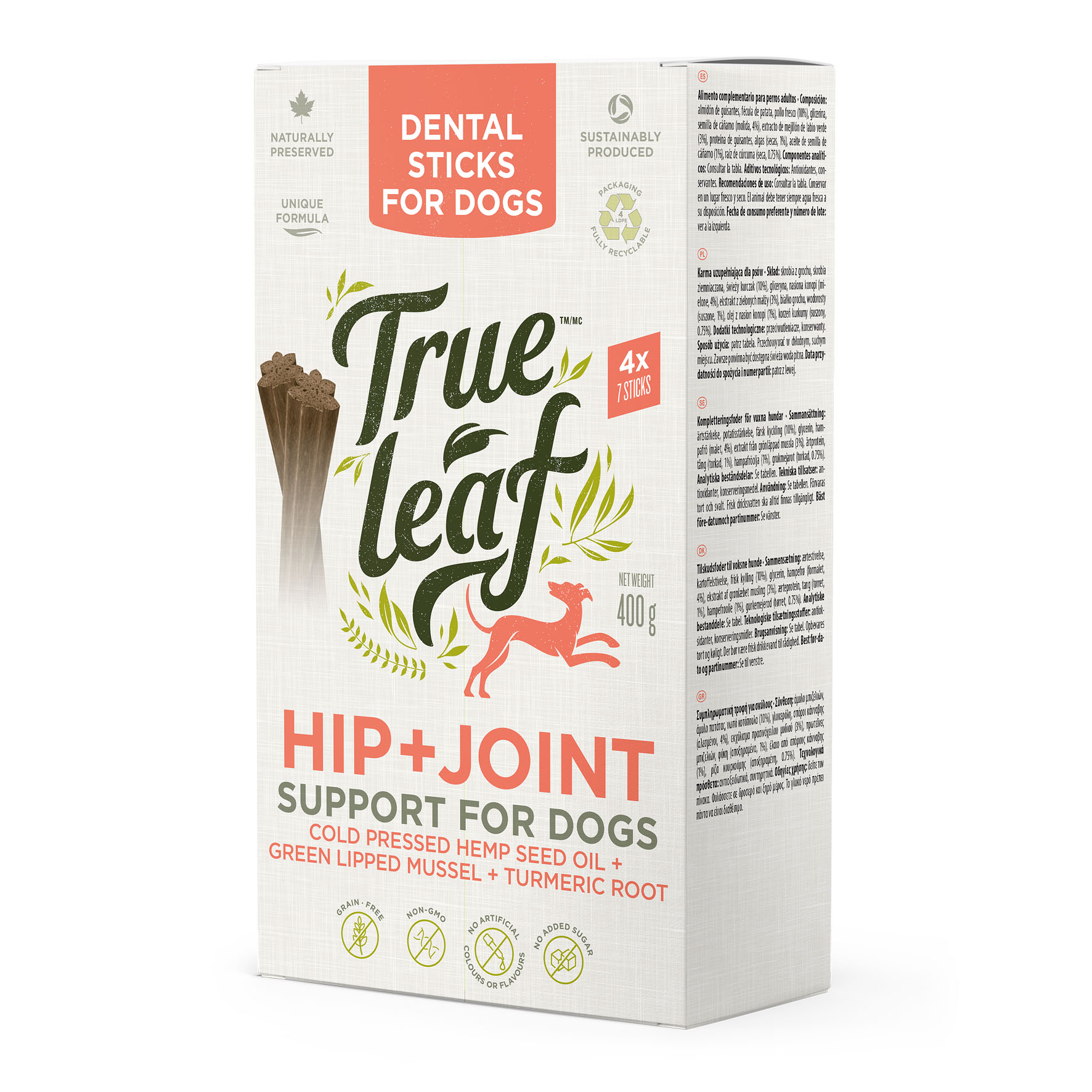 True Leaf Hip + Joint Dental Sticks, 400g