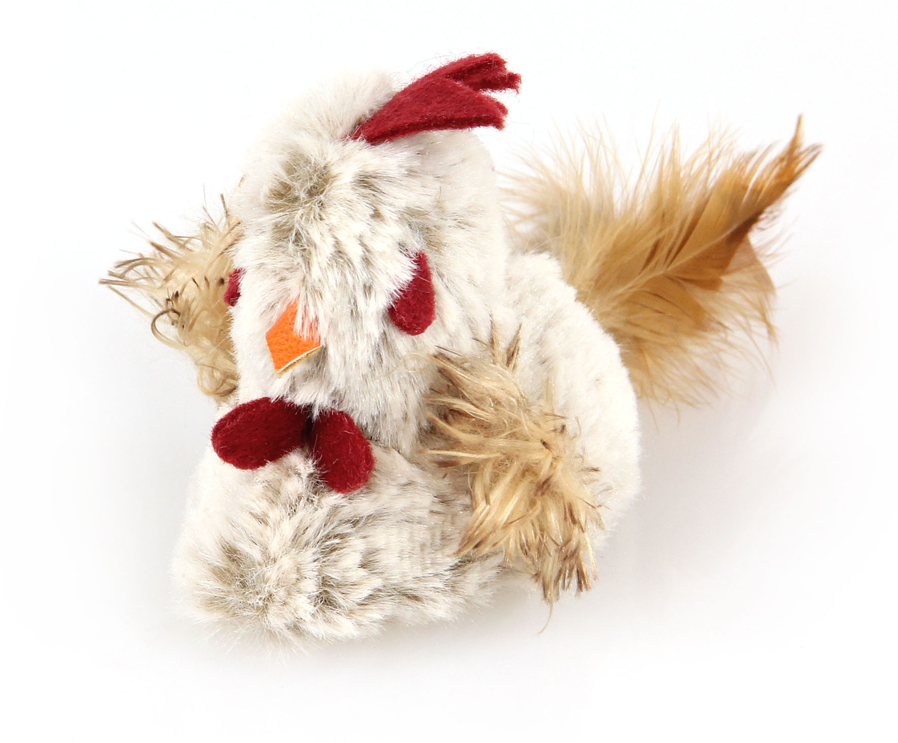 gallo da corsa in peluche swisspet con coda di piuma