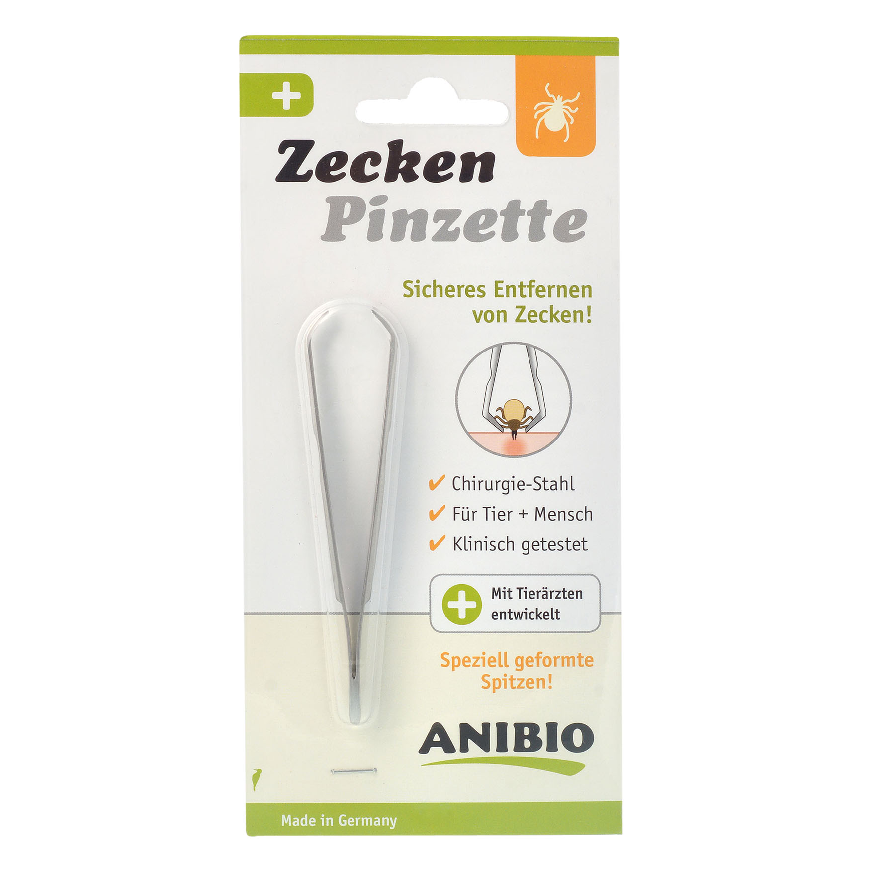 Anibio Zeckenpinzette, Edelstahl 9cm